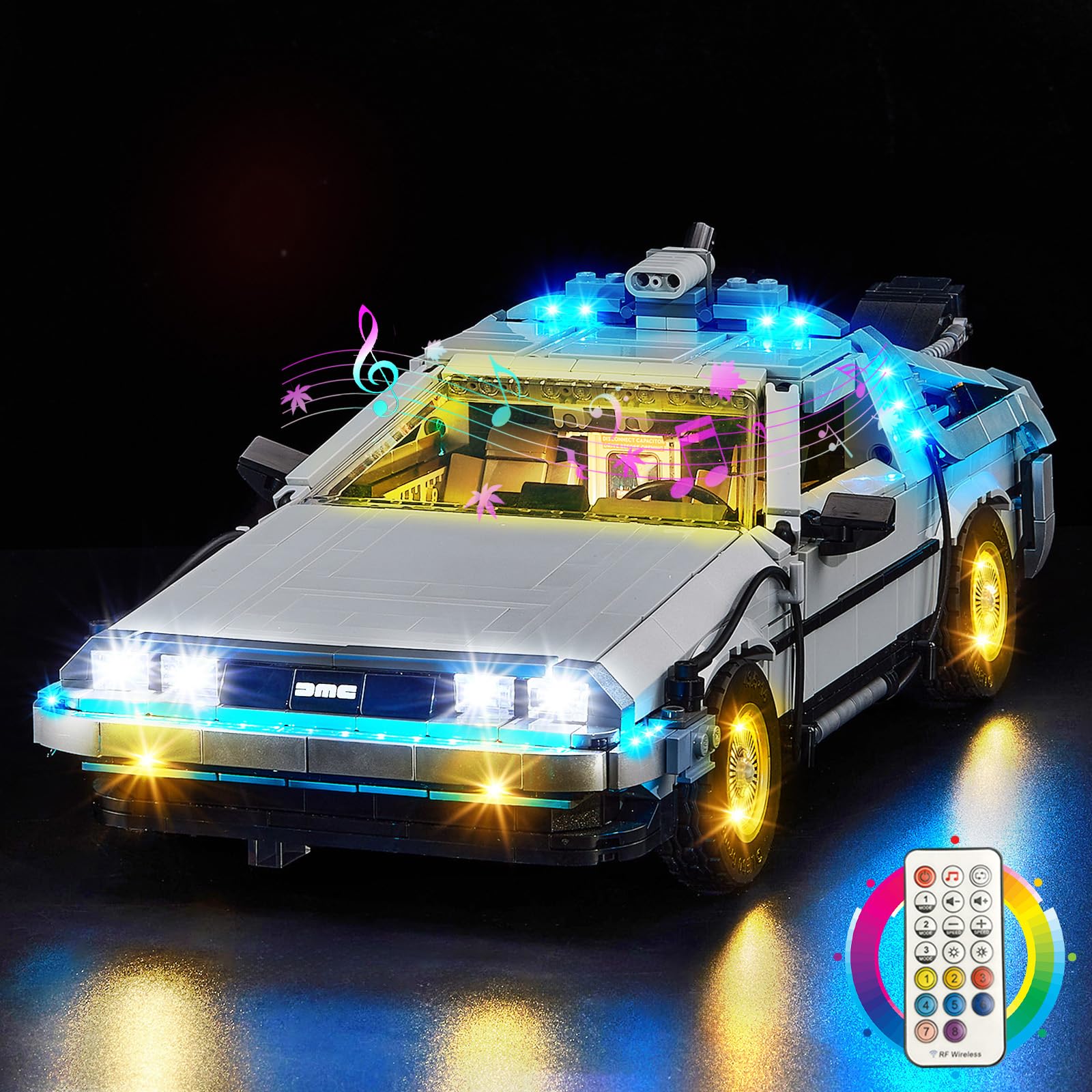 Kyglaring LED Light Kit Compatible with Lego Back to The Future Time Machine 10300 Building Set - Upgraded Movie Sound & Remote Control & Multi-Mode