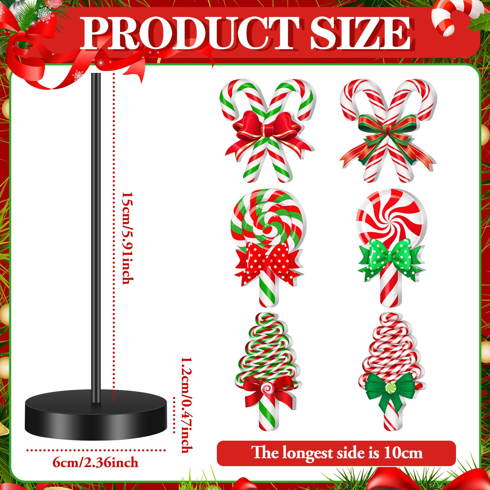 Geetery 6 Pcs Christmas Wooden Table Decor Christmas Table Centerpiece Candy Cane Themed Party Wood Decoration Rustic Farmhouse Tabletop Decoration for Home Xmas Holiday Party Kitchen Decor