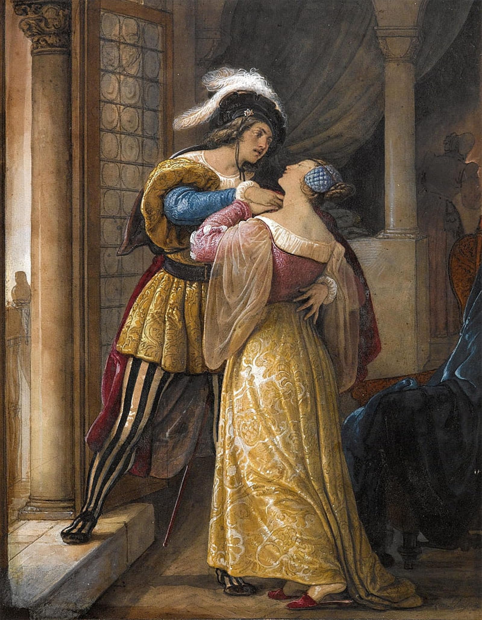 SERENDIPITP Abstract Painting Mural Print Picture Wall Decor Painting Romeo and Juliet Before by Francesco Hayez Vintage Wall Artwork for Home Decor 60x90cm