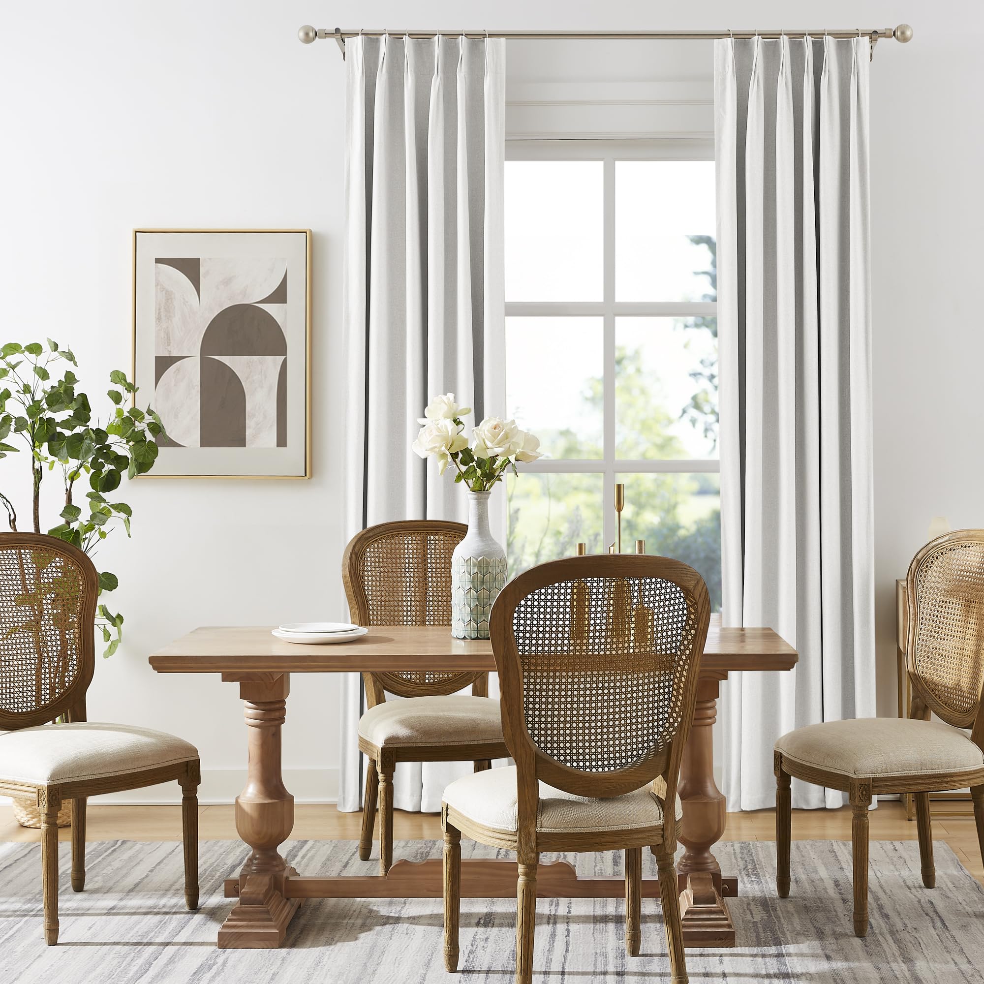 DUALIFE Verdunklungsvorhänge im Akkordeon-Stil, wärmeisolierte Vorhänge mit Haken, Schlaufen, Deckenvorhänge für Wohnzimmer, 3,66 m, graues Weiß, 101,6 x 3,6 cm, 2 Paneele