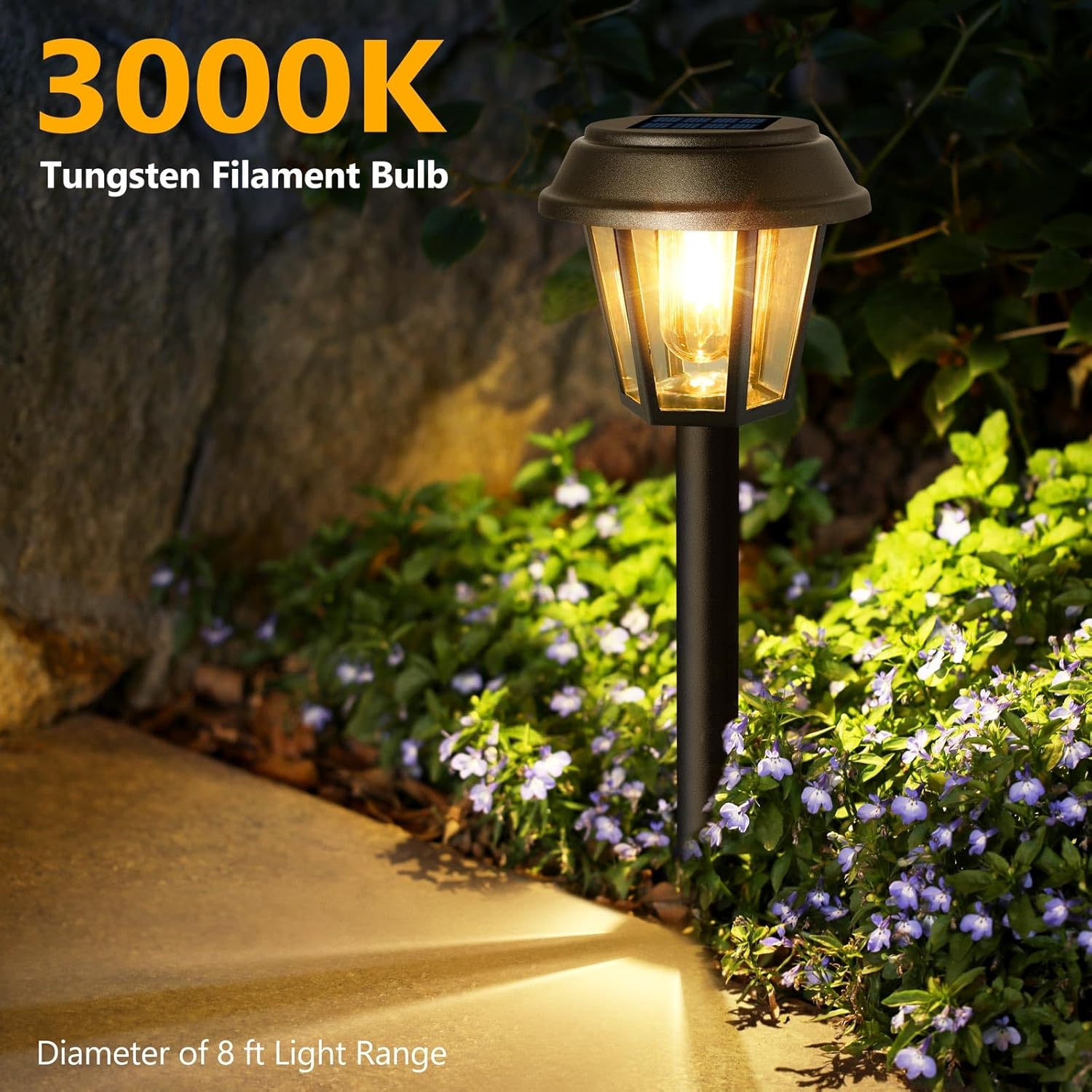 Priddop Solar Pathway Lights Outdoor 12 Pack Solar Lights Outdoor Waterproof 3000K Warm White Tungsten Filament Bulb for Yard Garden Landscape Path Driveway Lawn