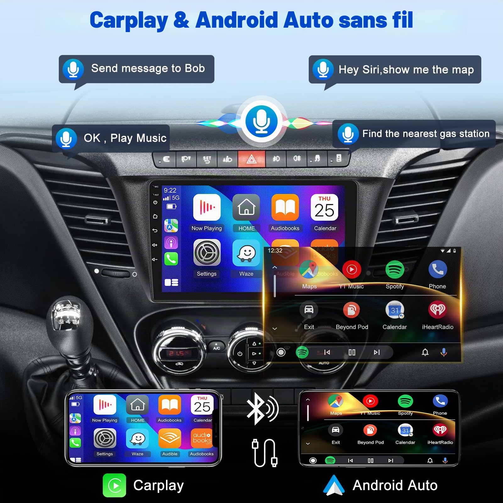 Autoradio pour IVECO Daily 2014-2021 avec sans Fil Carplay et Android Auto | [2G+64G] Android Écran Tactile HD de 9 pouces avec GPS/WiFi/Bluetooth/EQ/FM RDS