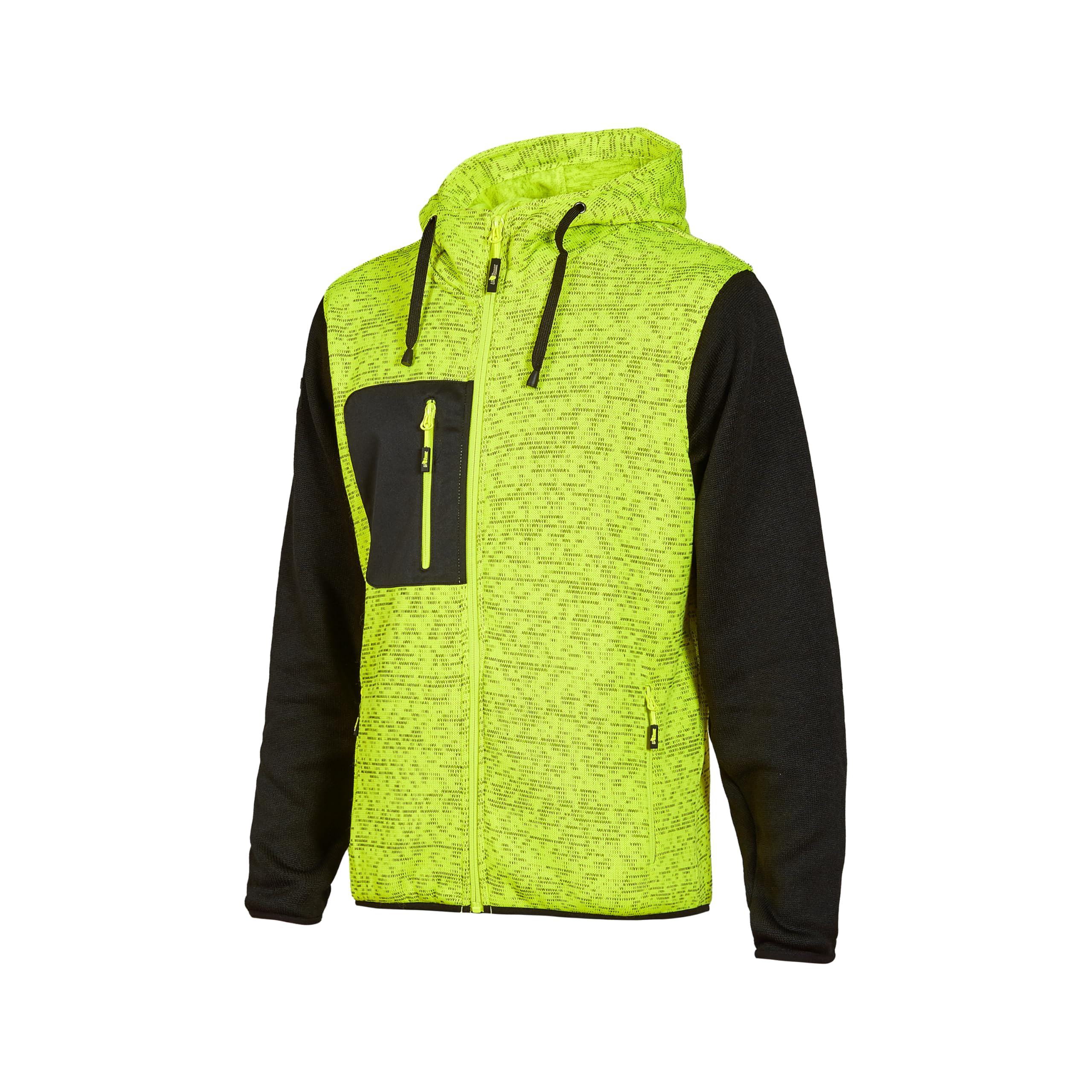 U-Power Rainbow, Felpa Full Zip, Con Tasche Ampie, Morbido Pile, Tessuto Cotone Stretch, Collo Alto, Cappuccio Regolabile, Abbigliamento Invernale Confortevole (YELLOW FLUO - M)
