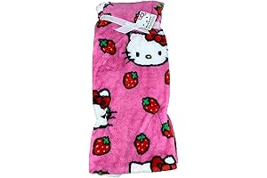 Soft and Snuggly Hello Kitty Blanket in Charming Pink with Sweet Strawberries