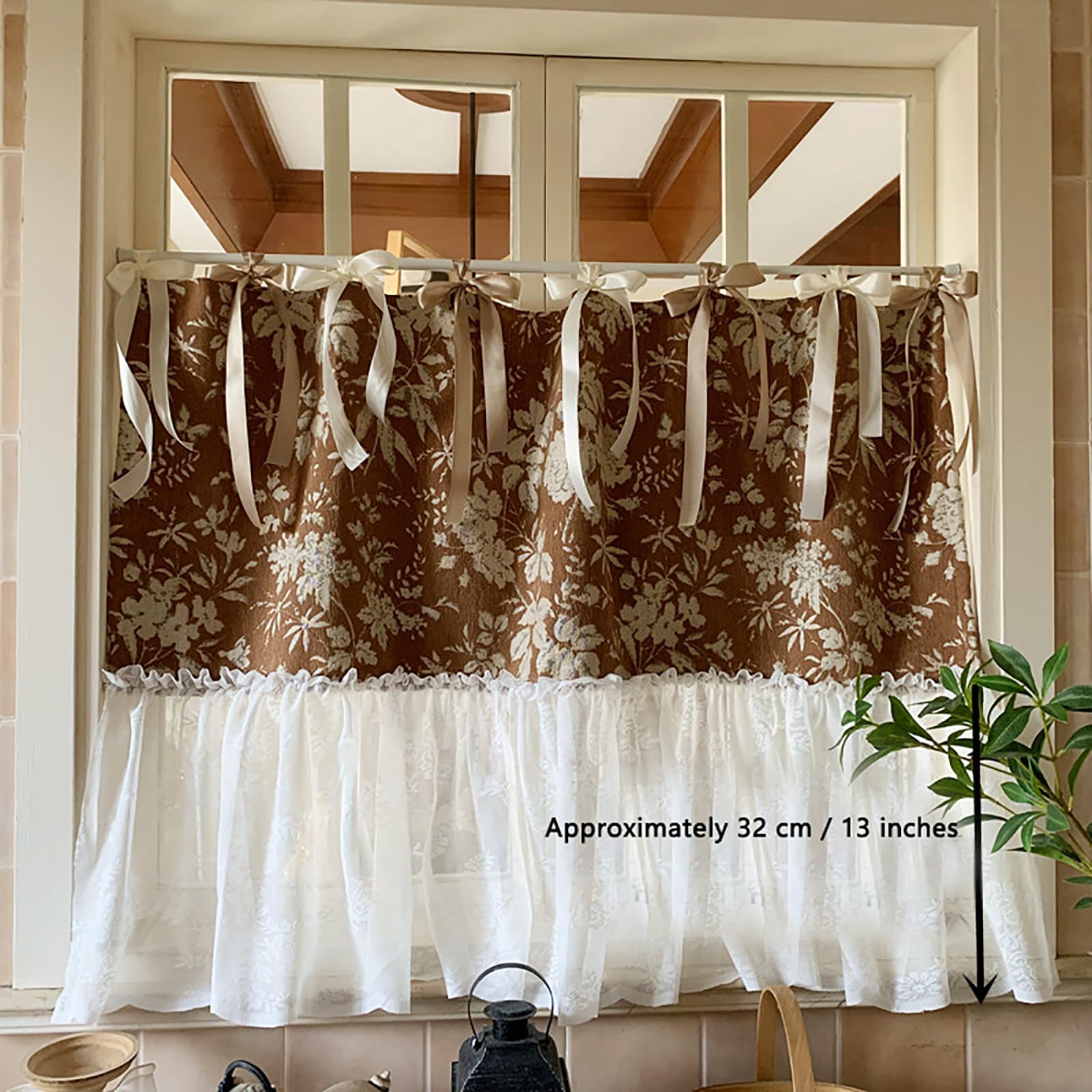 Generico Tenda Mezza Chenille,Tende Antivento Stampate su Entrambi I Lati con Lacci,A,W*H:150x140cm/59x55″