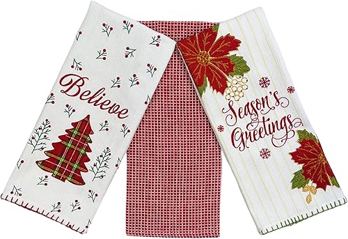 Miniatura 7 de Toallas de cocina navideñas dos muñecos de nieve alegres y un muñeco de nieve bailarín, 3 piezas, tejido plano 100% algodón