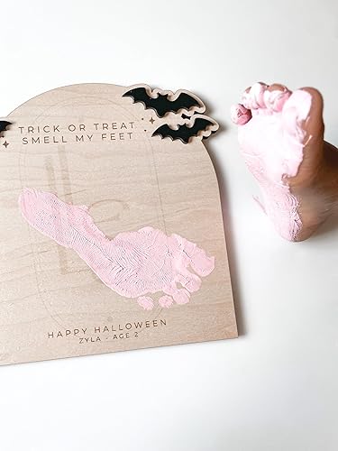 Miniatura 6 de Arte de huella de Halloween personalizado, primer recuerdo de Halloween del bebé, regalo para mamá, manualidades de Halloween para niños, letrero de