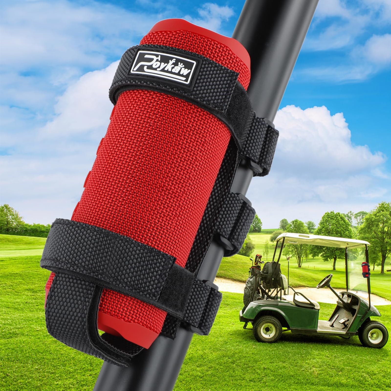Roykaw Portable Speaker Mount for Golf Cart/ATV/UTV/SXS/Mountain Bike/Motorcycle Bar Rail, Outdoors Bluetooth Speaker Attachment, Firmly & Adjustable Straps, Easy Installation