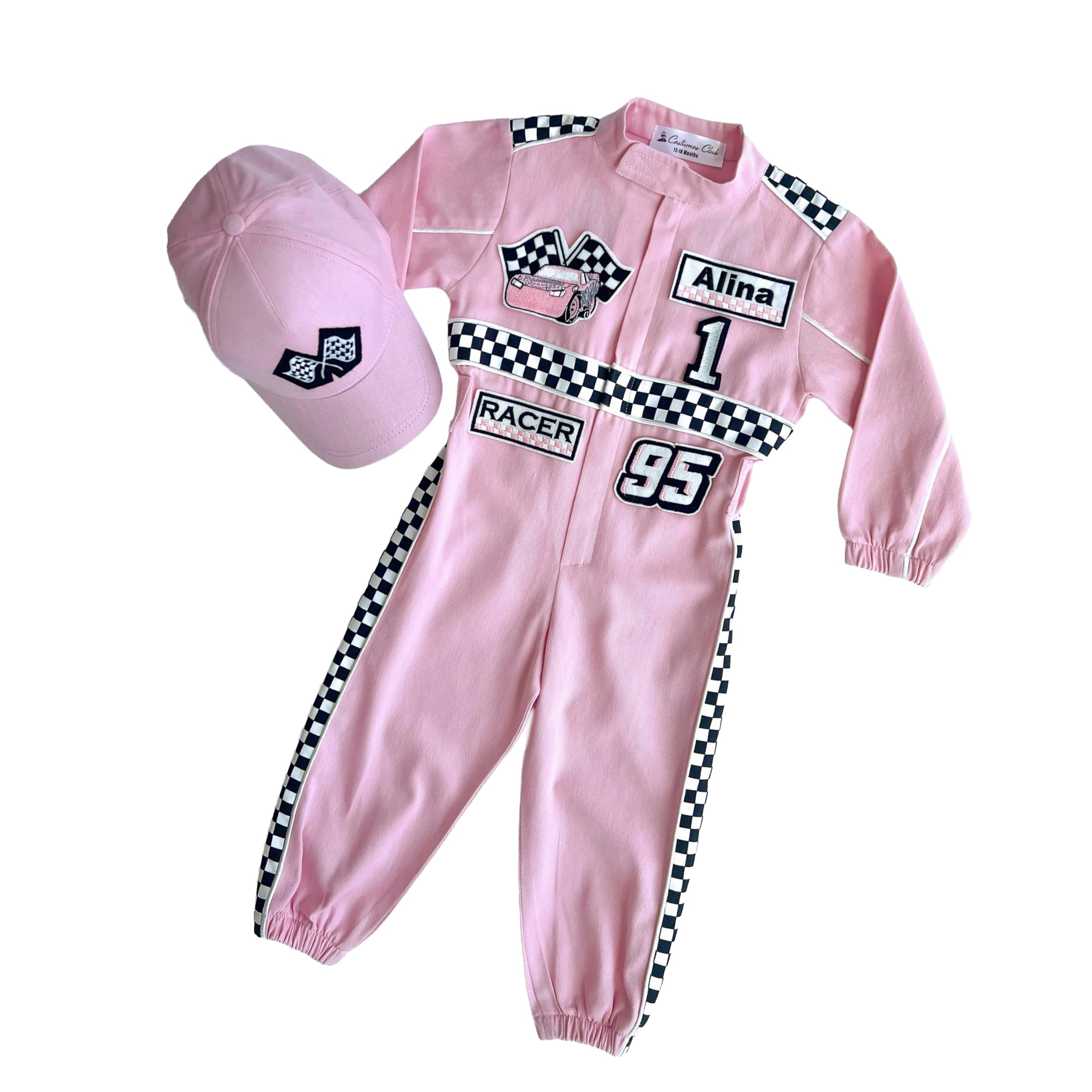 Costumes Club Personalized Handmade Race Car Driver Costume for Toddlers (3T, Pure Pink) — image 1