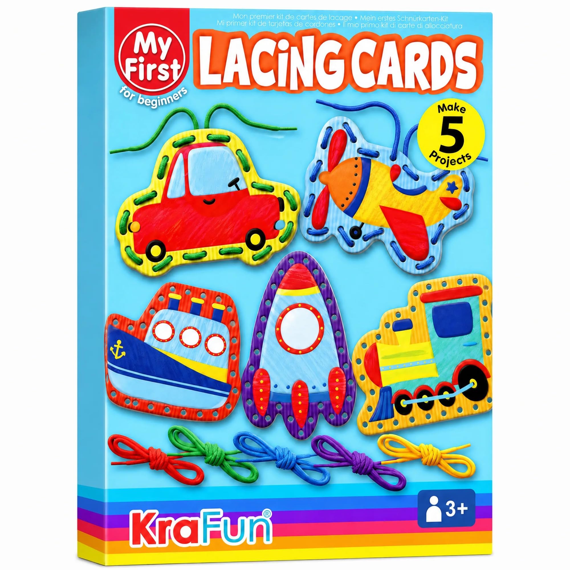 KRAFUN Transport Vehicle Lacing Cards Age 3+ | 5 Projects