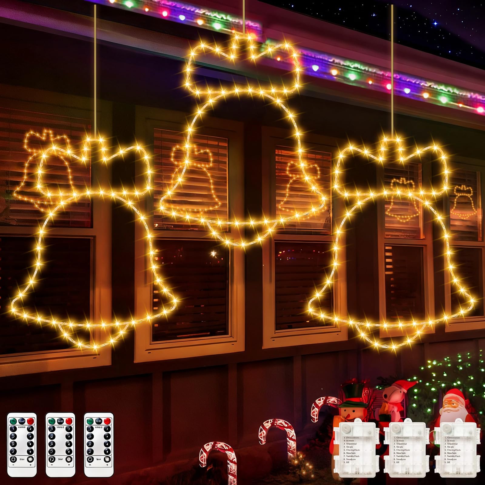 Guirlande Lumineuse Noël Étanche avec 8 Modes d'Éclairage et Télécommande Intégrée