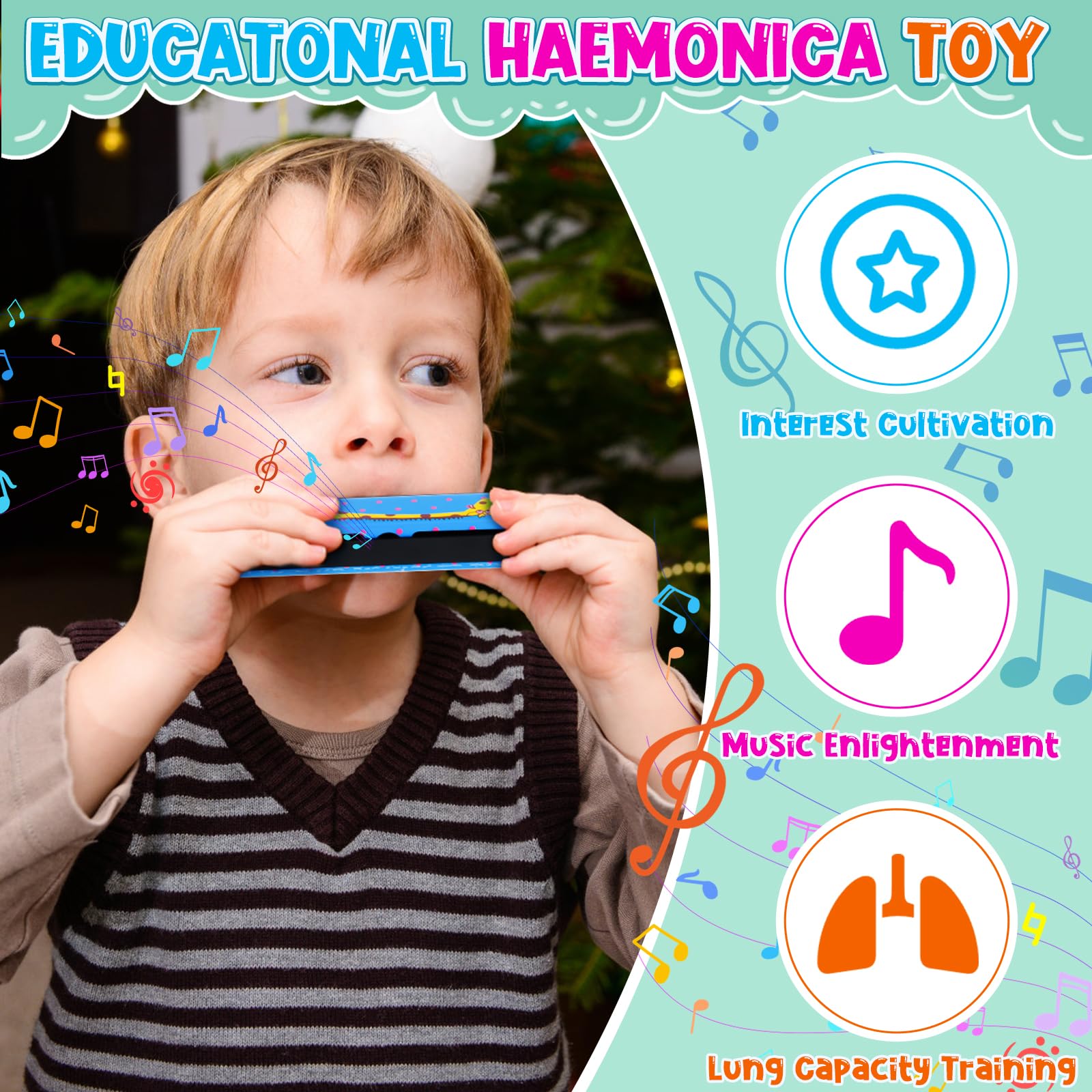 24 Pièces Harmonica pour Enfants, 16 Trous Double Rangée Débutant, Jouet Harmonica pour Débutants, Étudiants, Cadeaux