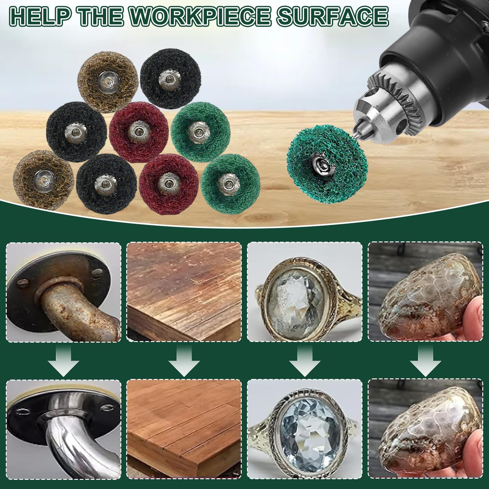 80Pz Set di Ruote Abrasive di Lucidatura 25mm Dischi Abrasivi per Lucidatura con Grana 120/180/320/400 Mole Abrasive per Lucidaturca con Manico 3mm per Utensili Rotanti per Vetro Metallo Legno