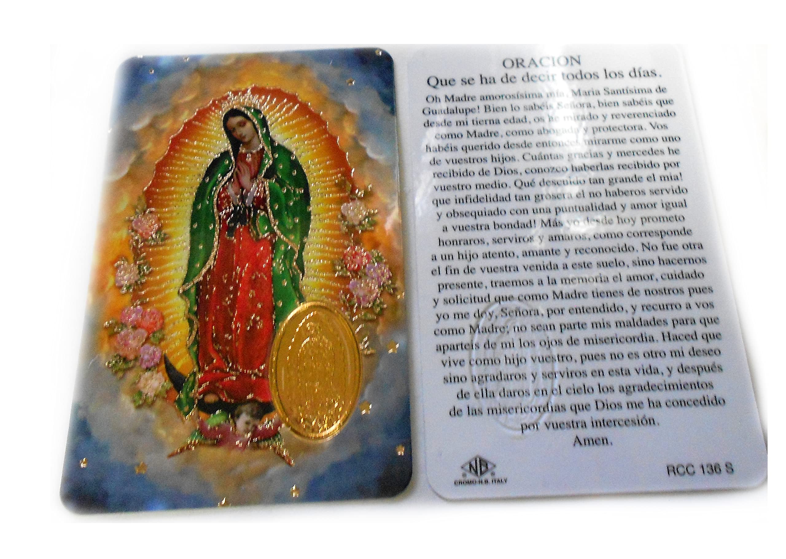 Virgen de Guadalupe Tarjetas Laminadas con 25 Tarjetas de Oración.