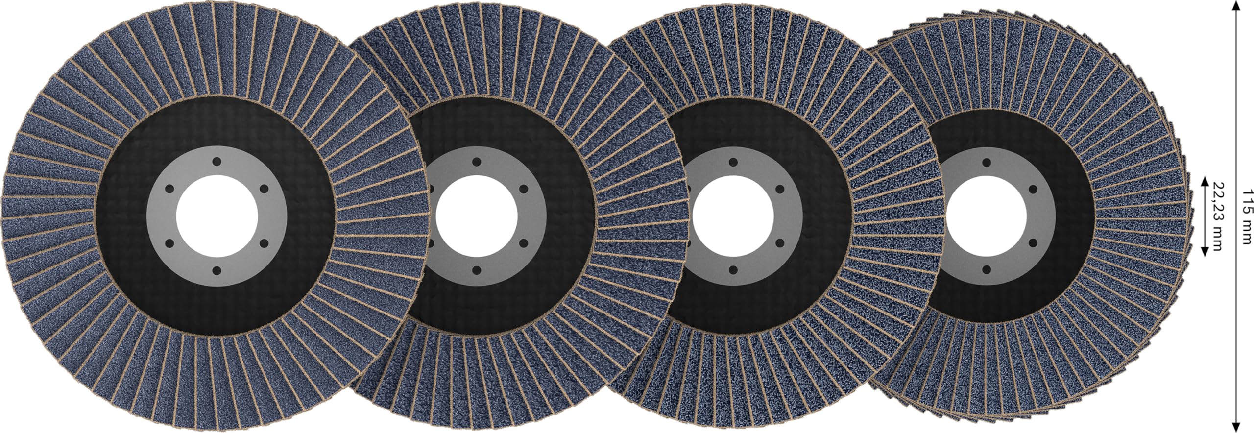 Bosch Lot de 15 disques à lamelles X451 (pour acier, aluminium, diamètre 115 mm, grain 40, 60, 80, 120, accessoires professionnels pour grande meuleuse d'angle)