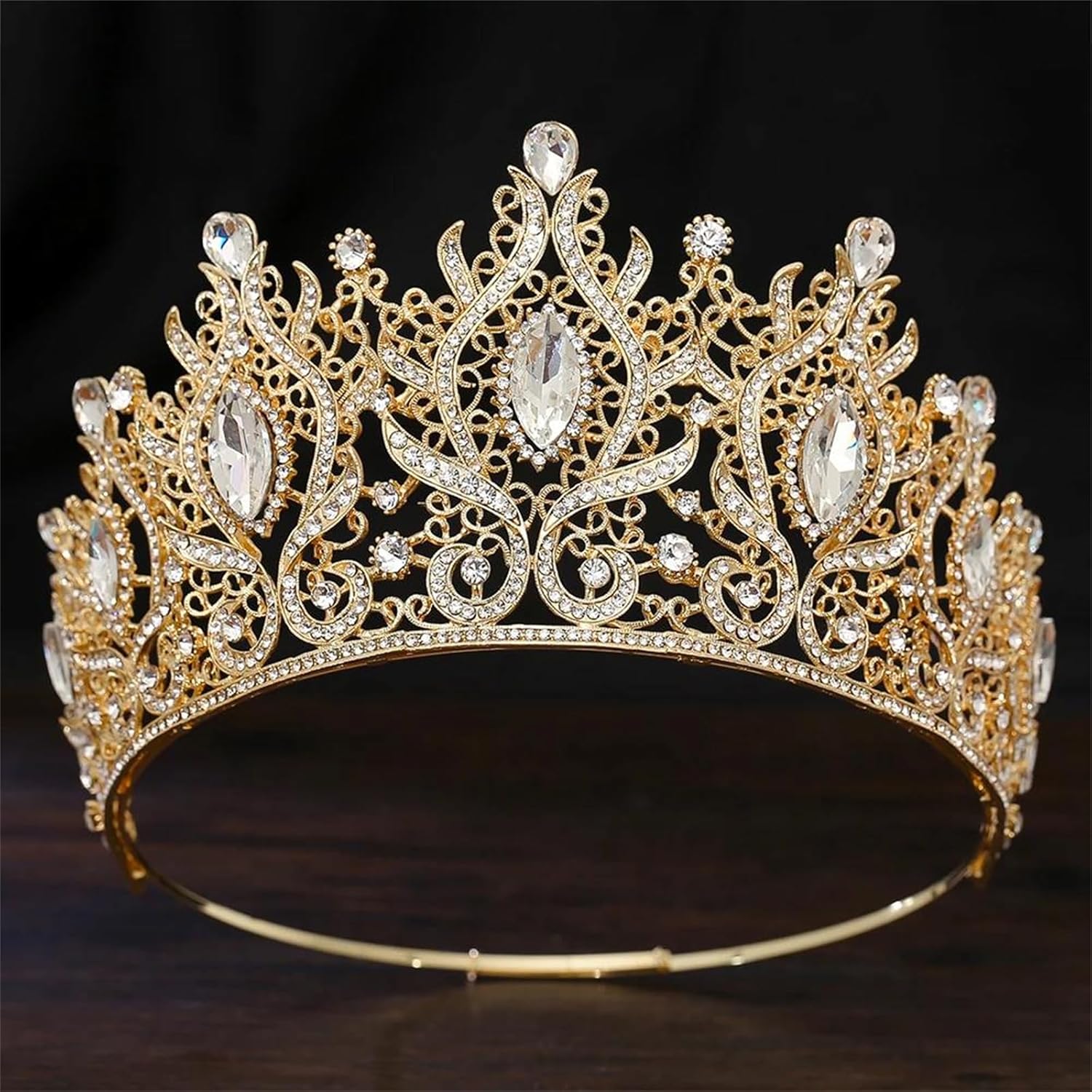 Jeweled Queen Crown For Women Sparkling Crystal Princess Tiara Rhinestone Bridal Headpieces Wedding Hair Accessories For Prom Birthday Halloween Costume