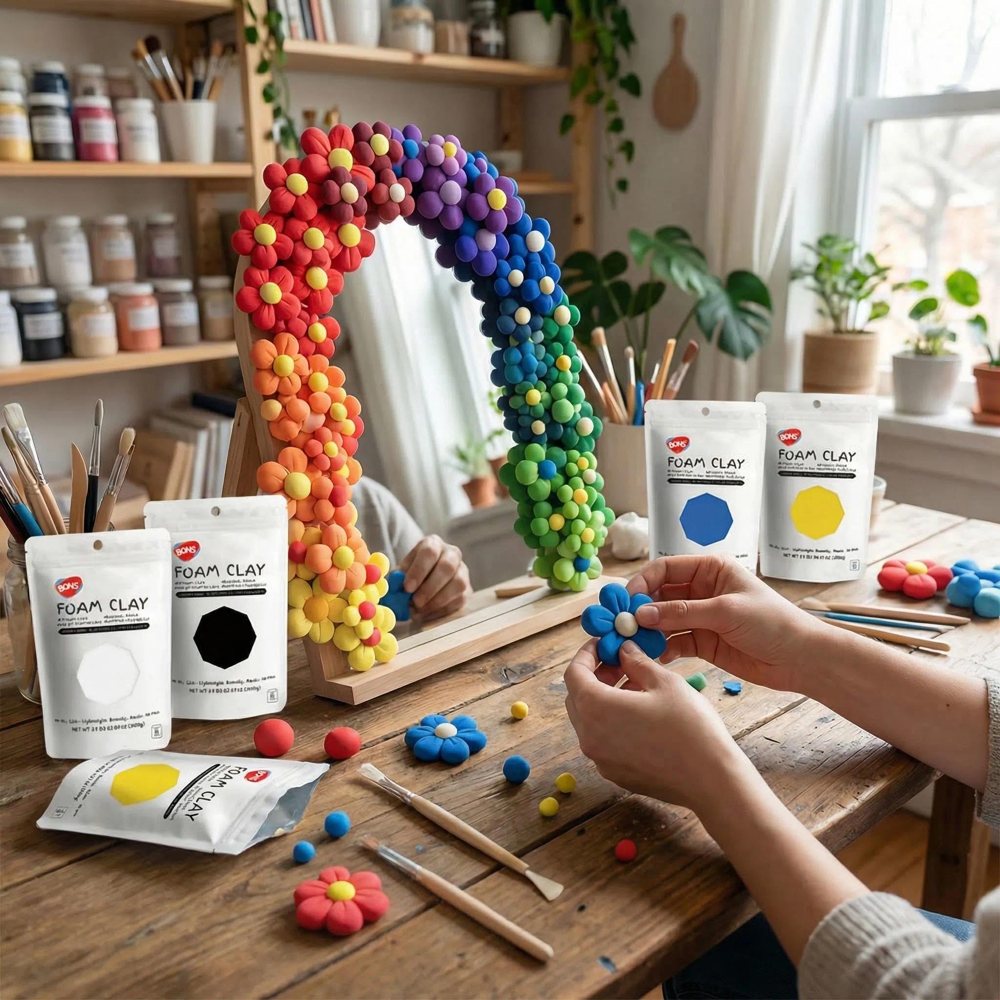 BOHS Ensemble de Pâte à Modeler 12 Couleurs qui Sèche à l'Air (1.2 kg) – Douce et Moelleuse pour Cosplay, Projets Scolaires, Empreintes de Mains de Bébé & Slime – Parfait pour Enfants et Adultes