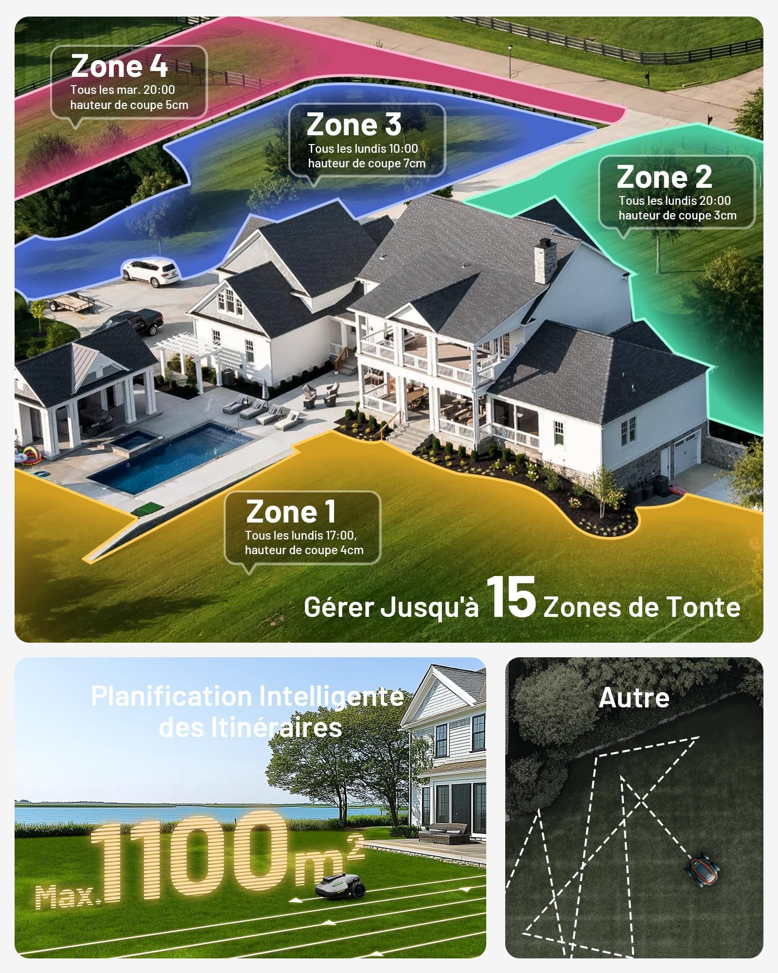 MAMMOTION YUKA Mini 700 Robot Tondeuse sans Fil Périphérique, NetRTK+Vision, Aucune Antenne RTK Requise, Recommandé 700 m², Pente à 50%, Cartographie Automatique, avec Module 4G