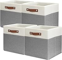 Vista 11 de SNWDN Paquete de 6 cestas de almacenamiento de tela para organizar contenedores plegables de tela con asas para organización del hogar y la oficina