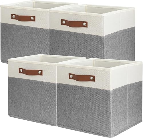 Miniatura 11 de SNWDN Paquete de 6 Cestas de Almacenamiento de Tela para Organizar Contenedores de Almacenamiento de Tela Plegables con Asas para Organización del