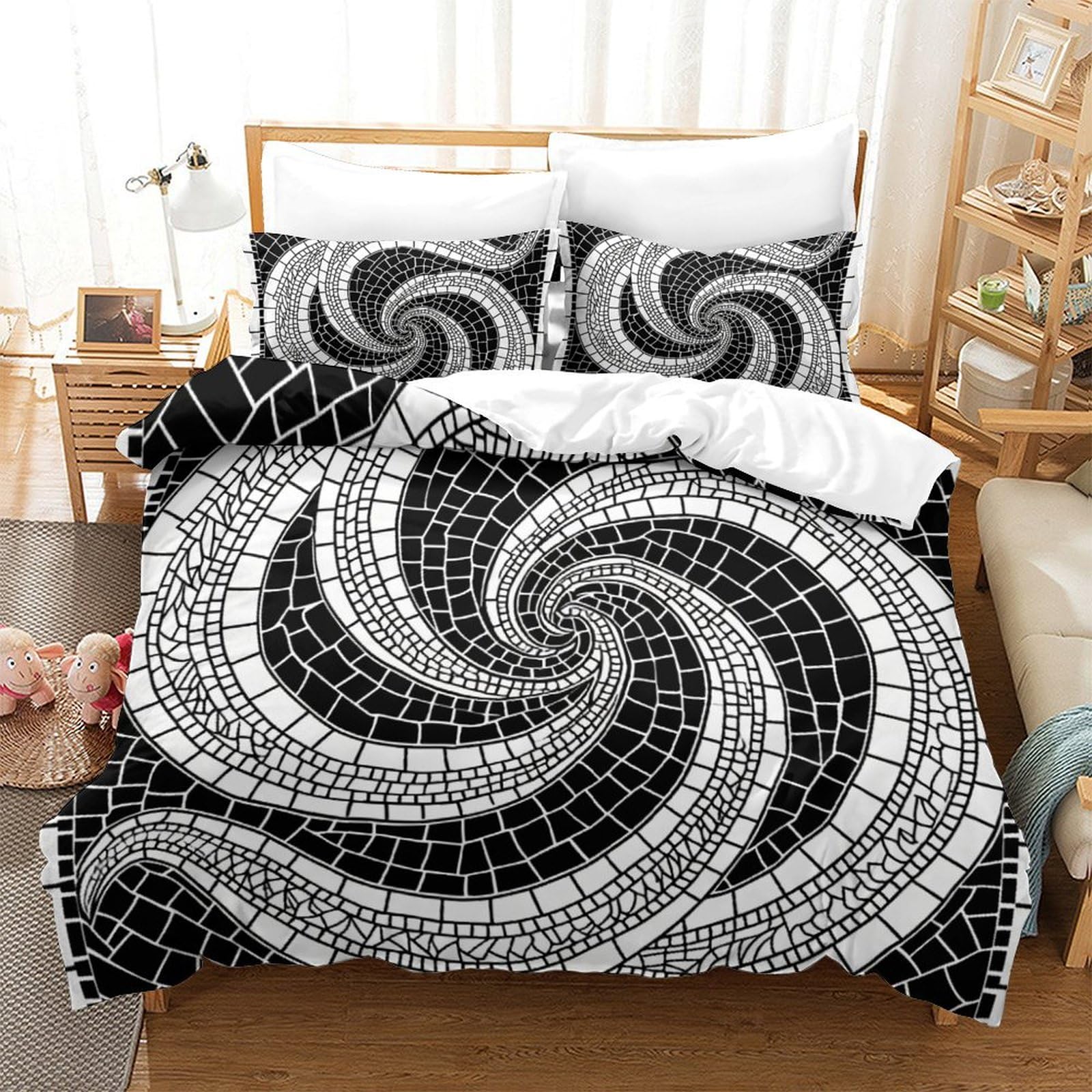 Housse de couette Super King 260x220 en microfibre de qualité supérieure imprimée