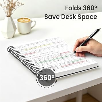 EMSHOI Lined Spiral Journal Notebook, 300 Pages, A4 Size (8.2'' x 11.2'')