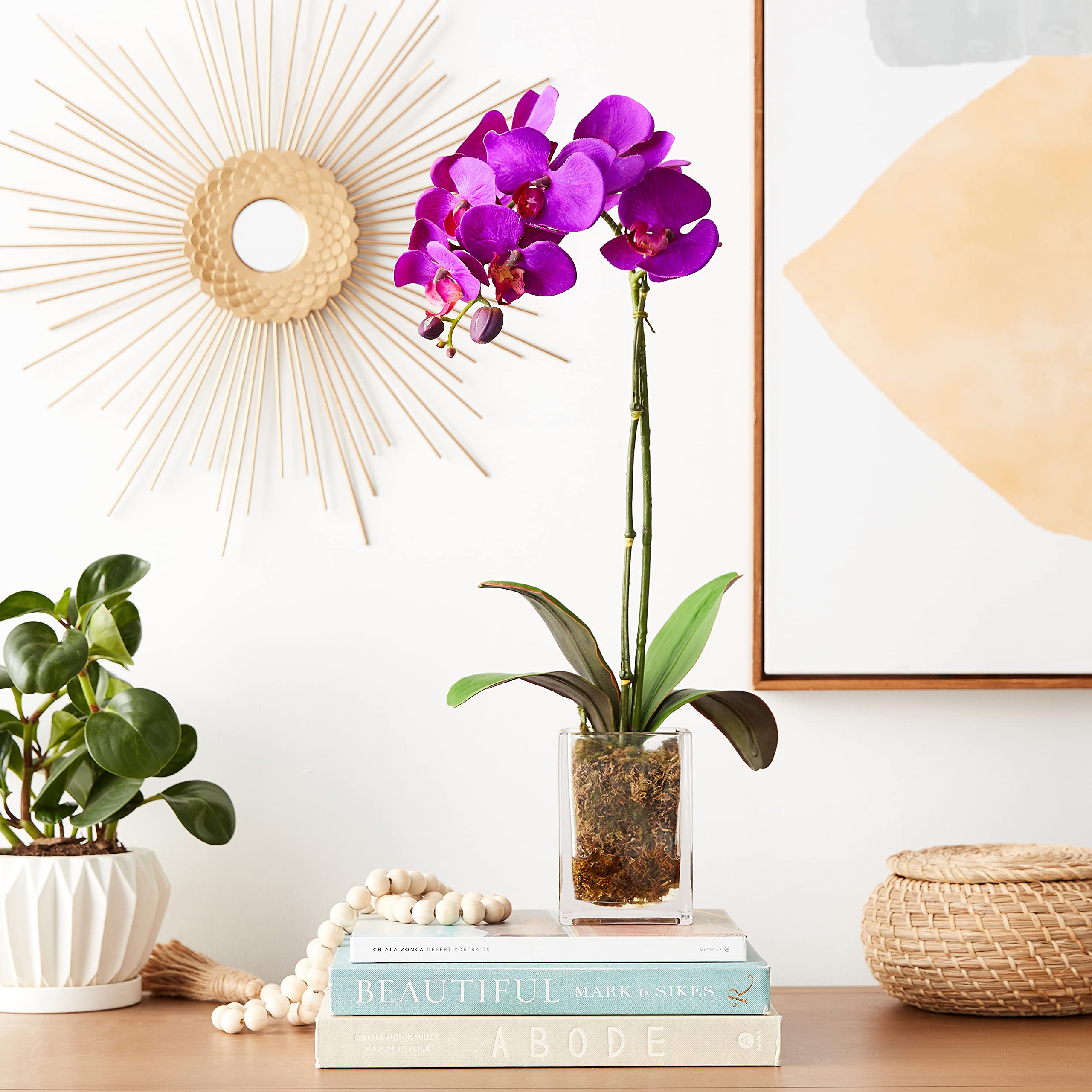 Nearly Natural 24-in. Orchid Phalaenopsis Artificial Vase Silk Arrangements, Mauve