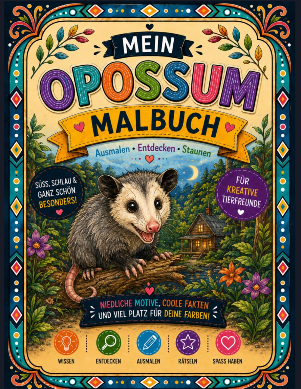 Mein Opossum Malbuch: Ein außergewöhnliches Ausmalbuch rund um eines der faszinierendsten Tiere der Welt: das Opossum (Mein Malbuch außergewöhnlicher Tiere)