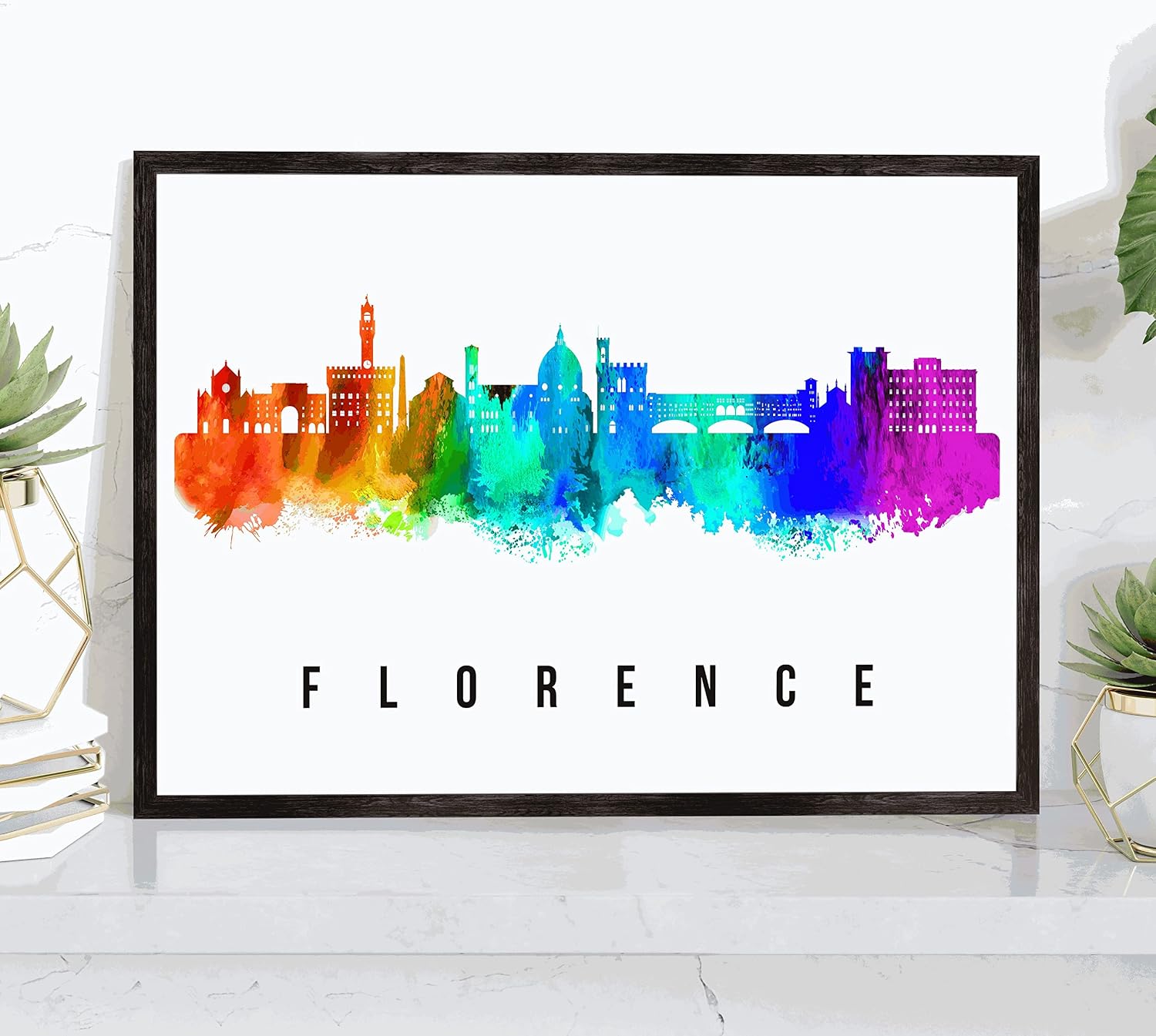 Florence Skyline Italy Poster, Florence Cityscape Painting, Italy Poster, Florence Cityscape and Landmark Print, Home Wall Art, Office Wall Decor - 12x18 Inches