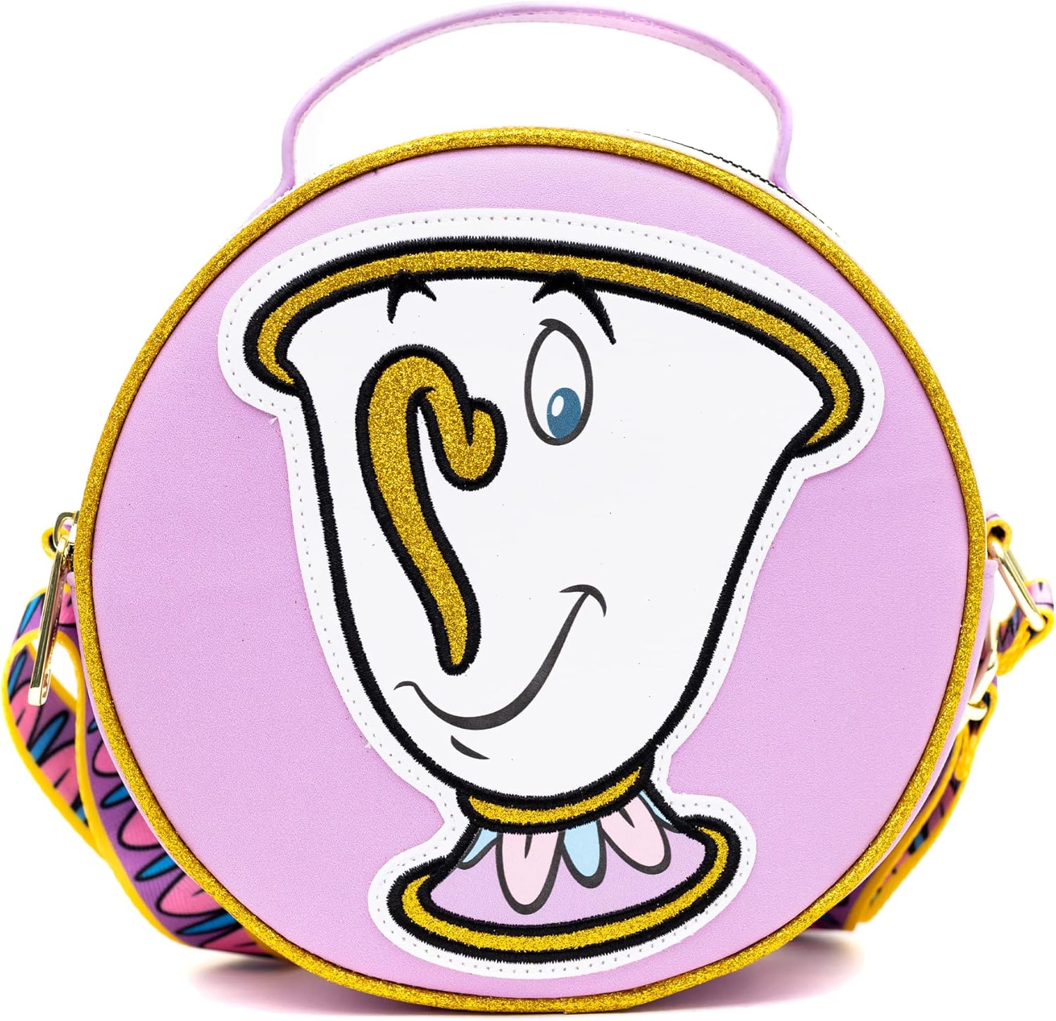 Disney Bag, Crossbody, Round, Beauty and the Beast Chip Poses, Lavender, Vegan Leather