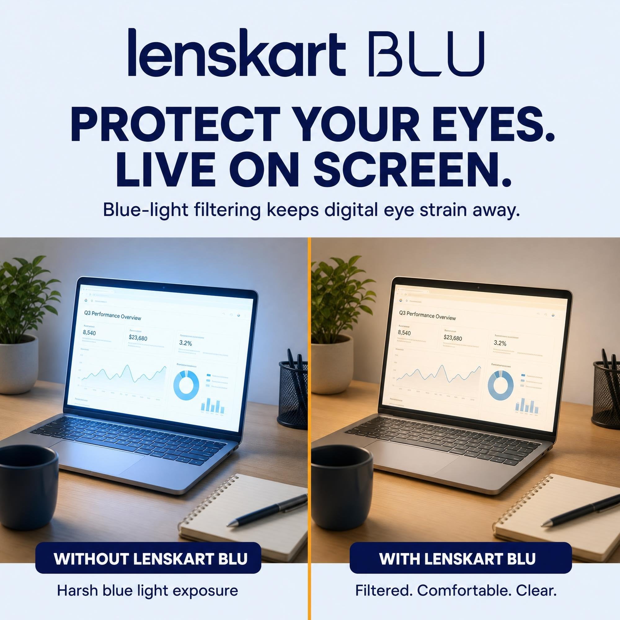 LENSKART BLU | Bluecut & Antiglare Computer Eyeglasses | Gaming Glasses | Grey Full Rim Square Shape | For Men & Women | Medium | LB E13529 4