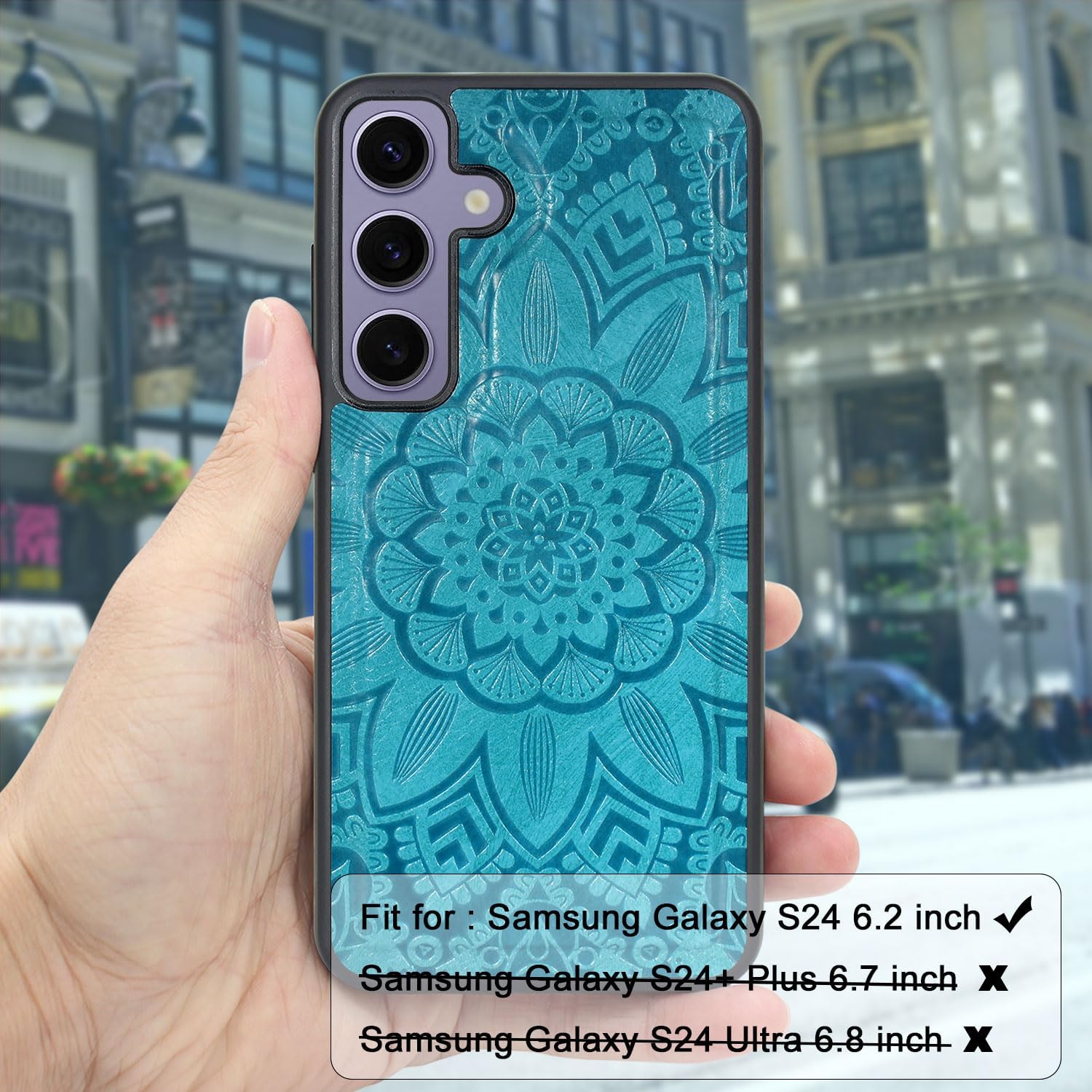 Harryshell Detachable Magnetic Zipper Wallet Leather Case with Cash Coin Pocket 12 Card Slots Holder Wrist Strap Lanyard for Samsung Galaxy S24 5G 6.2 inch (2024) (Flower Blue Green)