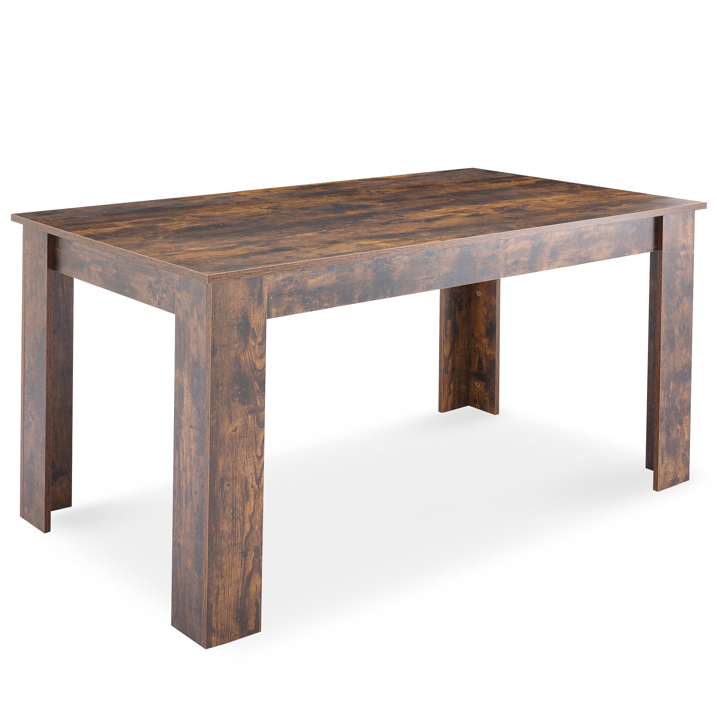 Prostokątny stół do jadalni, drewniany stół kuchenny z blatem z białego marmuru, meble 6-osobowe do jadalni i salonu, 140 dł. x 80 szer. x 75 cm wys