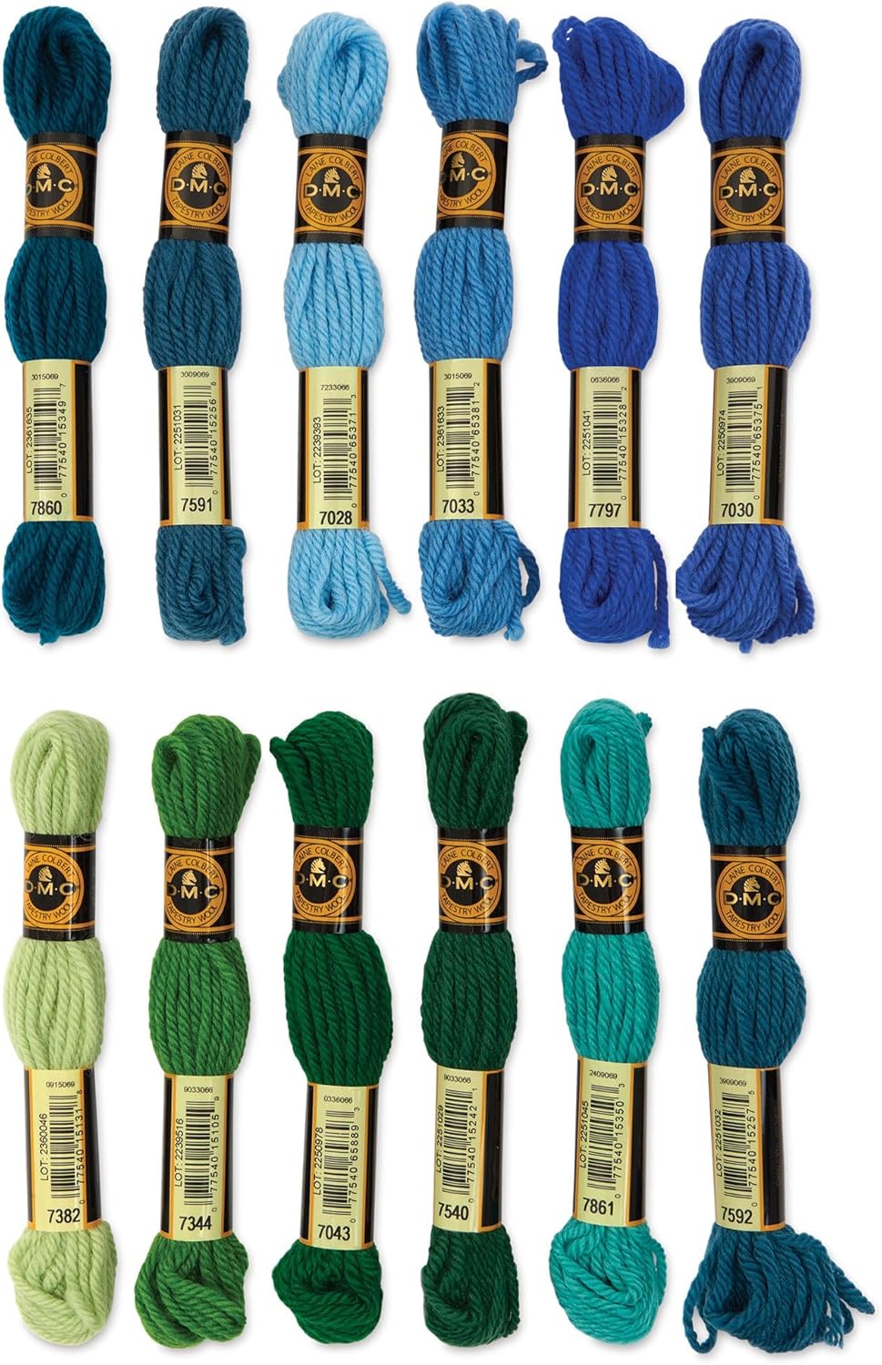 DMC Tapestry Wool - Ocean & Sky, 8 m, Set of 12