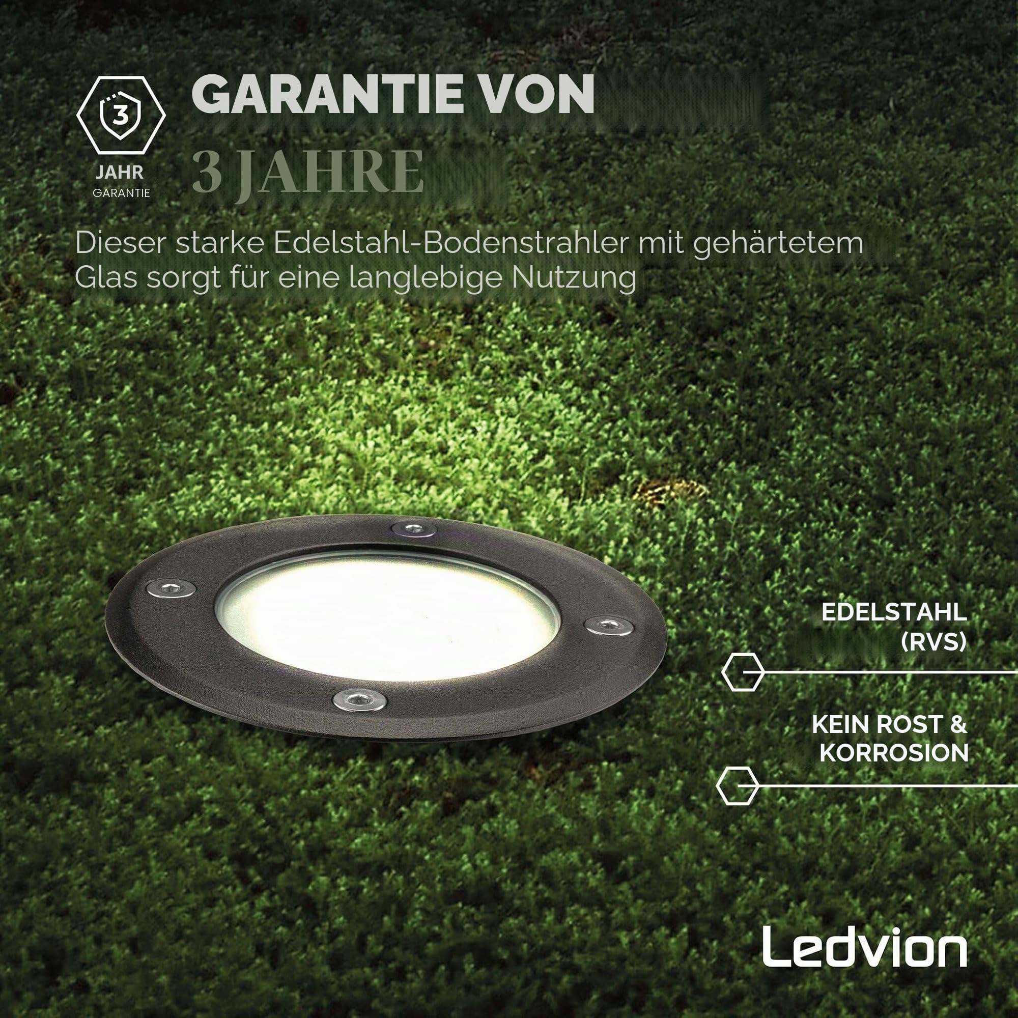 Ledvion - 9X LED Einbauleuchten Schwarz & Rund, IP67, GU10, 1m Kabel, Außenbeleuchtung, Terrassenbeleuchtung
