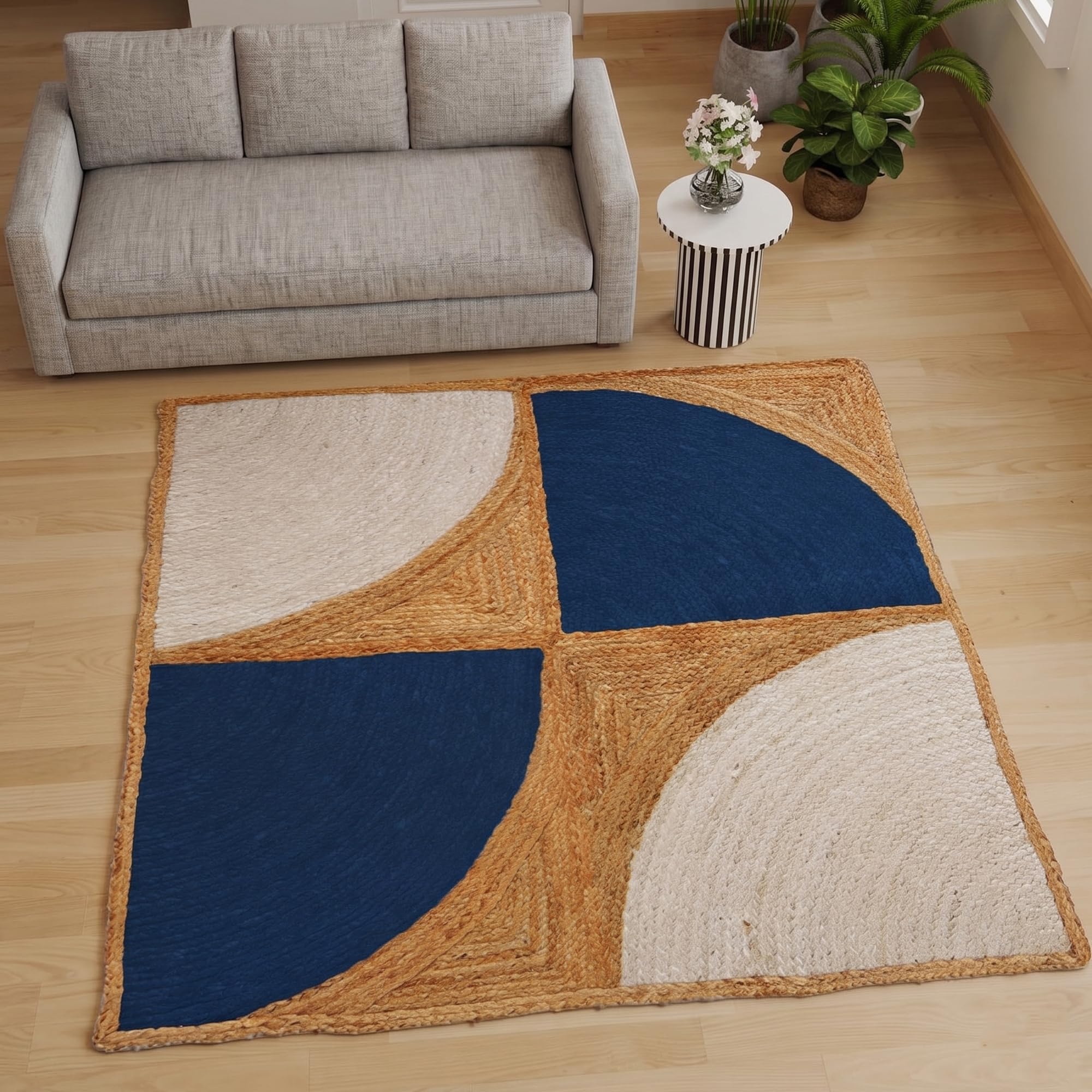 Tapis en jute épais 0,7 cm robuste et résistant pour décoration de salle à manger