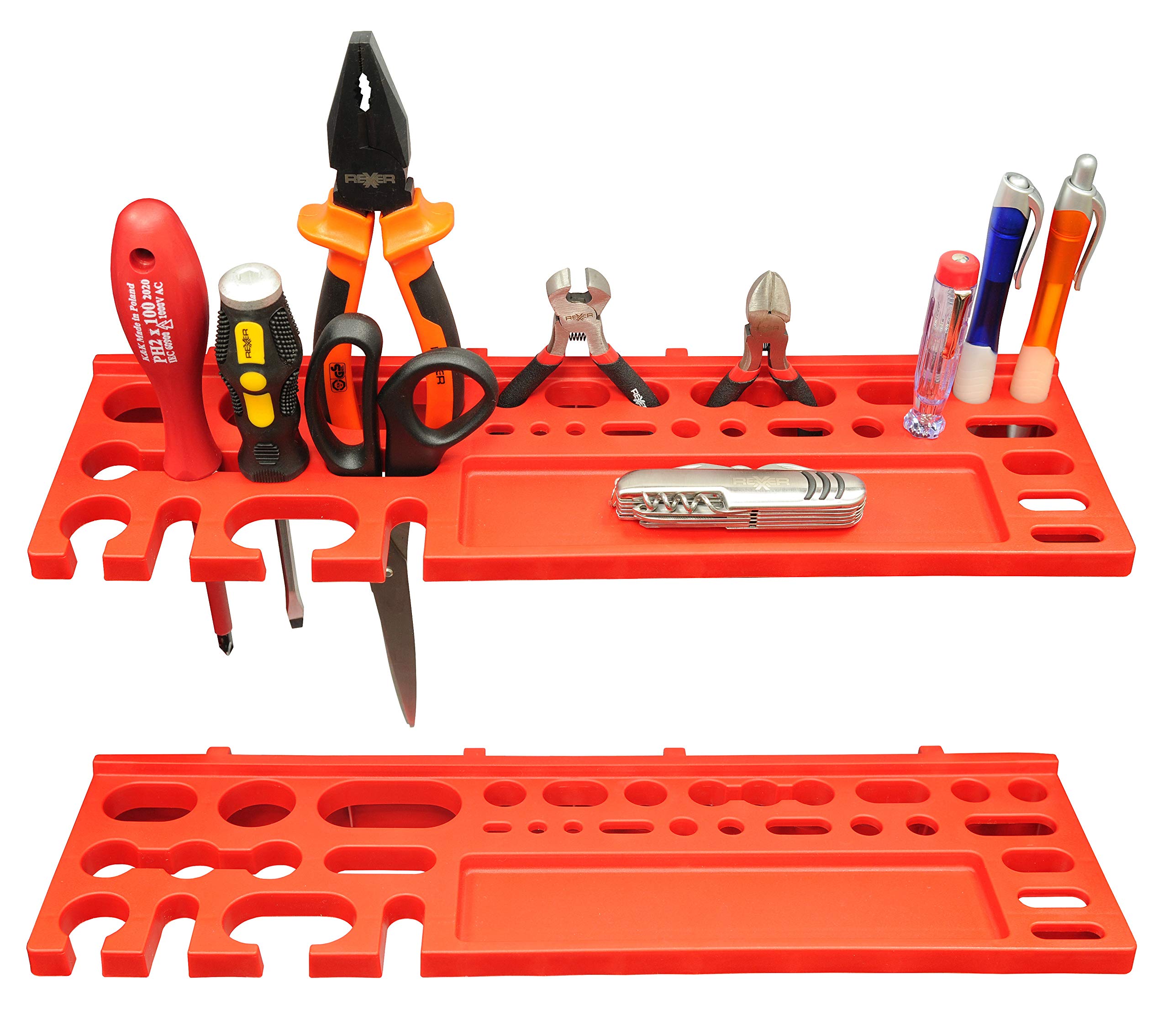 REXXER Werkzeugwand mit Sichtlagerboxen – 6 Paneele, 113 Teile | 1728 x 780 mm, Werkzeughalter und Sichtlagerboxen, modulares Ordnungssystem für Werkstatt, Garage und Keller