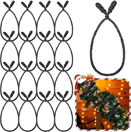 Miniatura 18 de Zhengmy 50 lazos de guirnalda de Navidad de 20 pulgadas, lazos decorativos de Navidad para barandilla, reutilizables y flexibles, para decoración