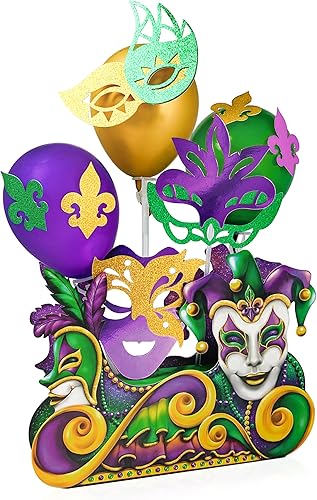 Centro de mesa de Mardi Gras dorado verde púrpura flotador carnaval martes gordos decoración de fiesta de martes de carnaval decoración de mesa de