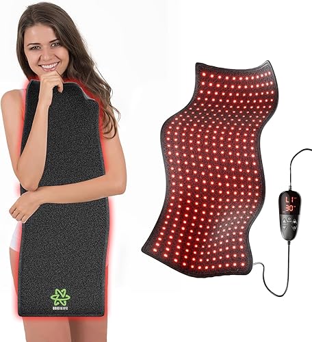 SSCILIFE Alfombrilla de terapia de luz roja grande de 31 x 11 pulgadas para cuerpo, 360 luces LED, almohadilla de terapia de luz roja para espalda,