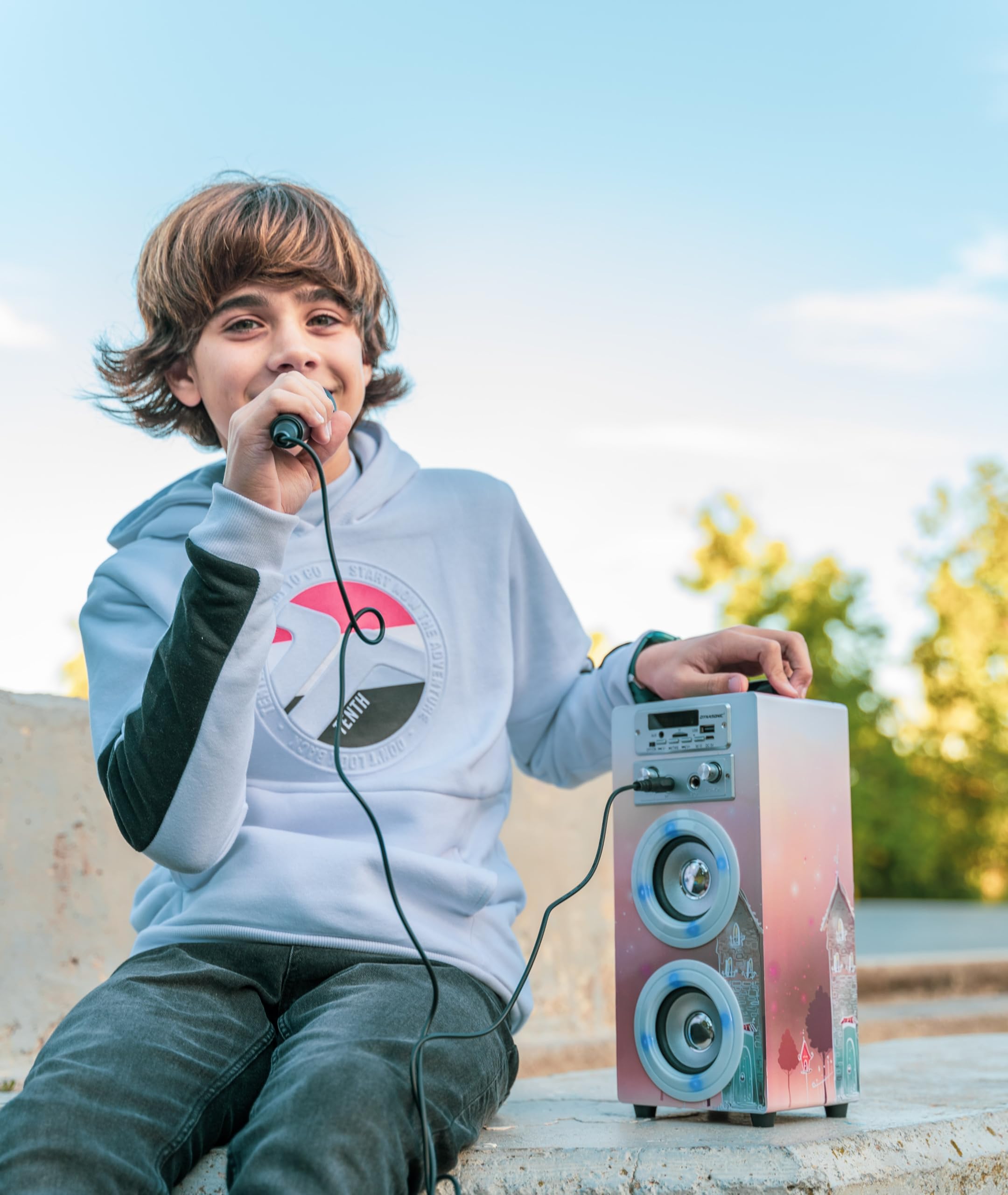 Macchina Karaoke Portatile Dynasonic Con 2 Microfoni - Bluetooth, Luci, USB/SD - Per Feste E Bambini - Foto 5