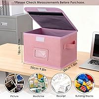 Vista 3 de Small Storage Box, Storage Basket with Lid, Foldable Cotton Linen Fabric Keepsake Box, Organizer Container with Zipper for Decorative, Medicine