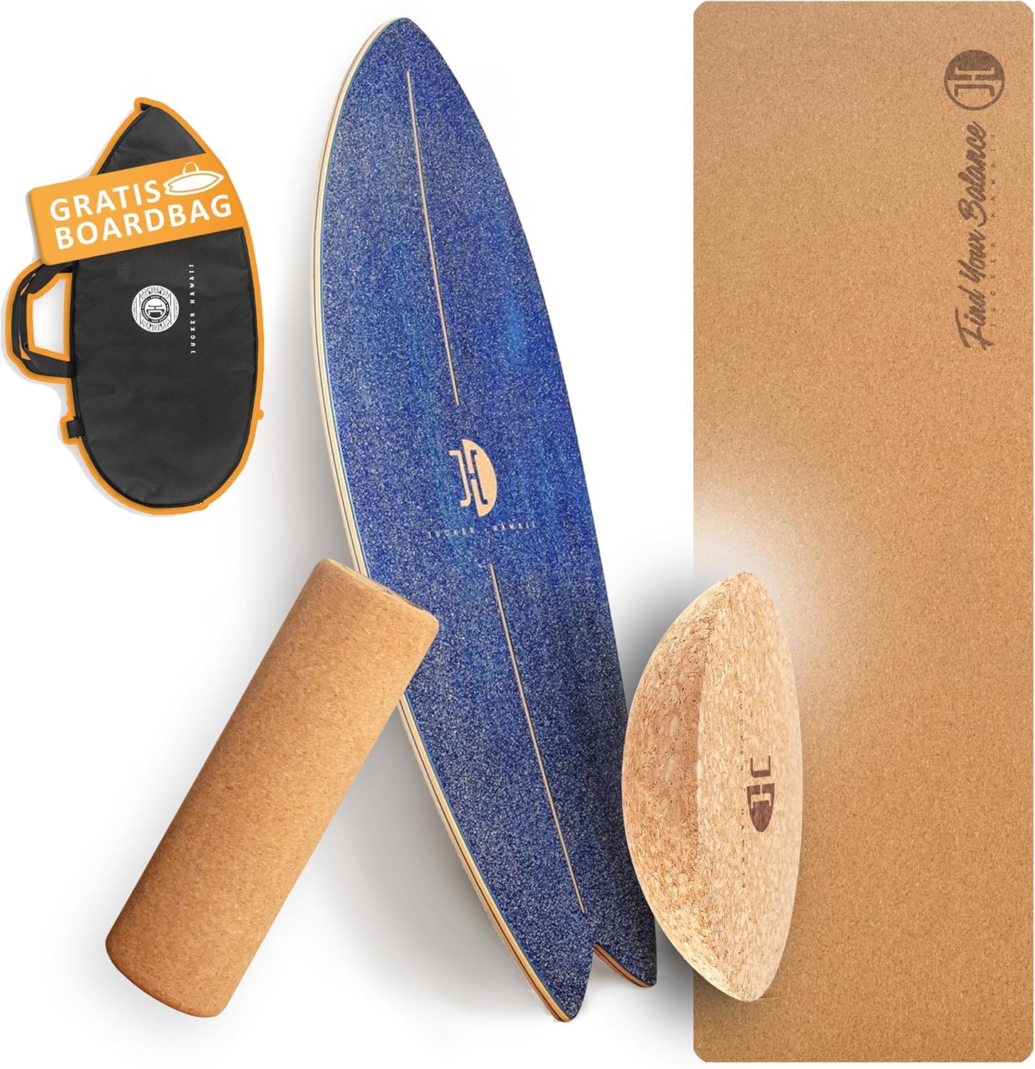 JUCKER HAWAII Balance Board Ocean Rocker - Planche d'équilibre en bois - Planche d'équilibre de surf pour enfants et adultes