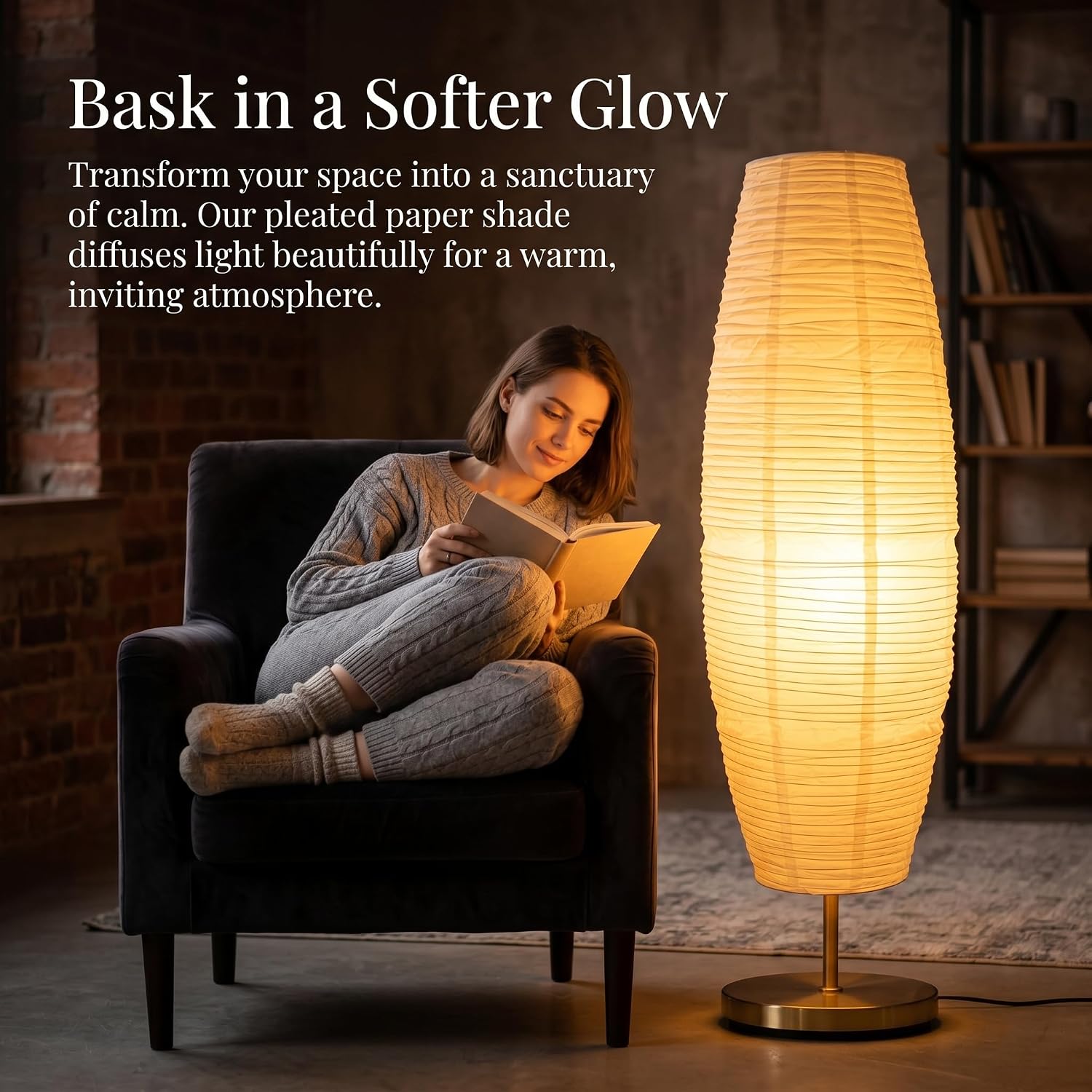 Homoyoyo Nordic Simple Floor Lamp Shade, Foldable Standing Floor Lamp Shades Lampshade Replacement Making Light Soft for Living Room Bedroom Light Accessory Cover