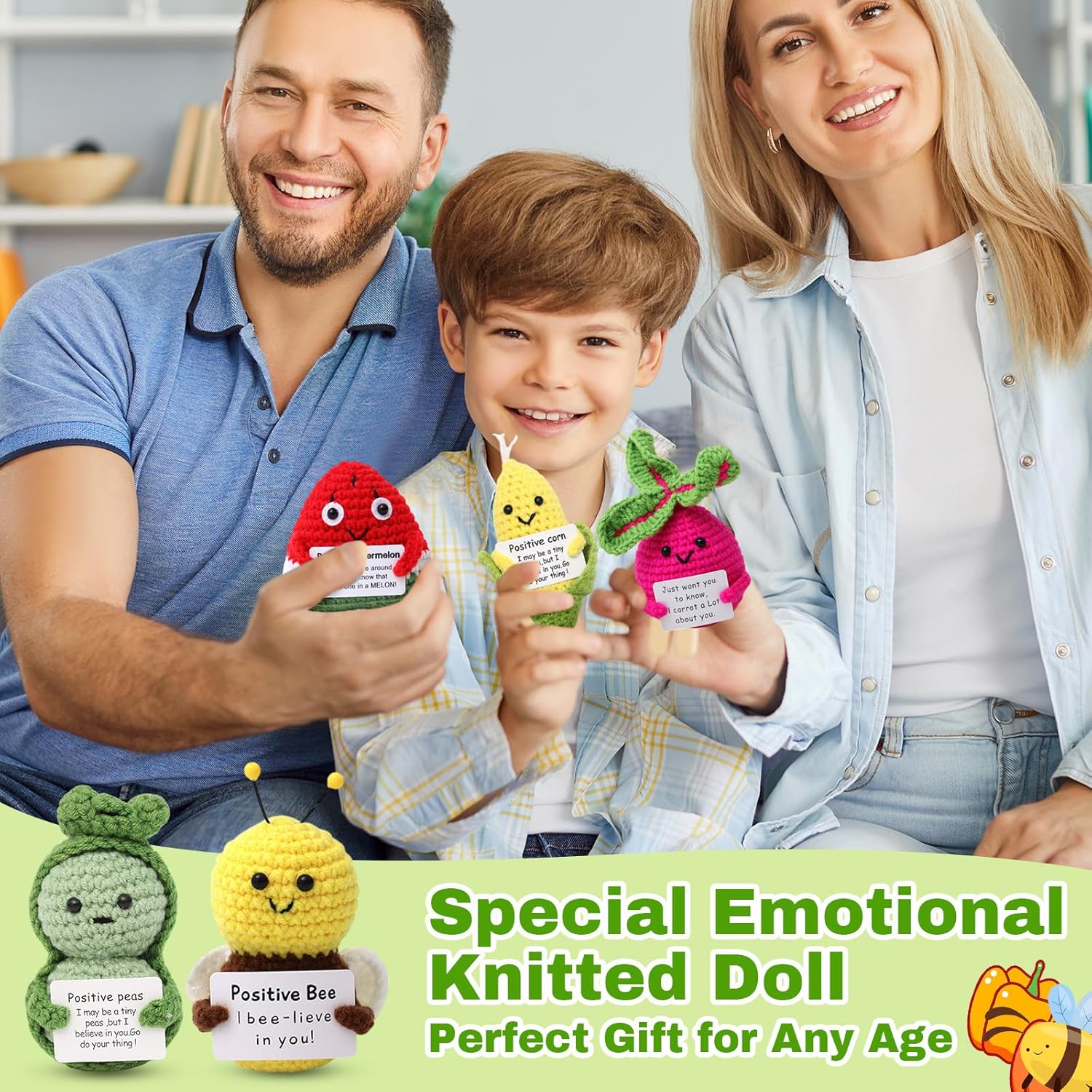 HunnmingRe 30 Pcs Crochet Animals with Motivational Cards, Cute Positive Handmade Knitted Animals Gift for Employee Appreciation Office Desk Decor