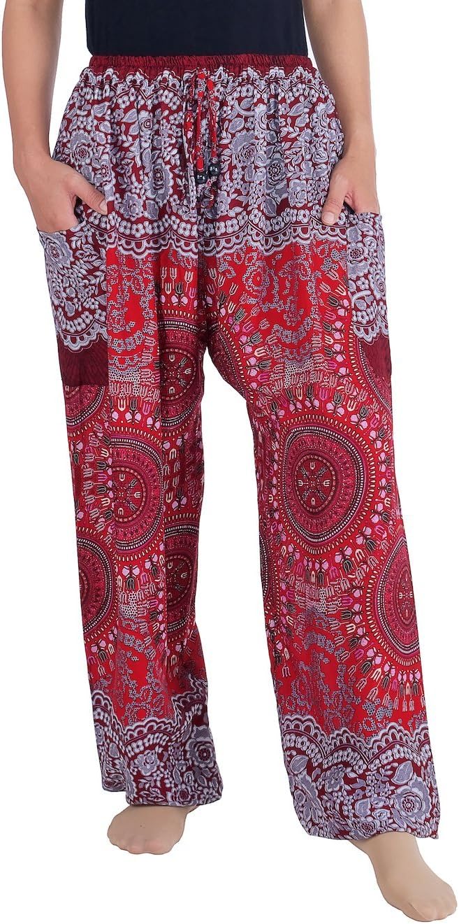 Lannaclothesdesign Women's Boho Drawstring Smocked Waist Rayon Harem Yoga Pants - Image 2