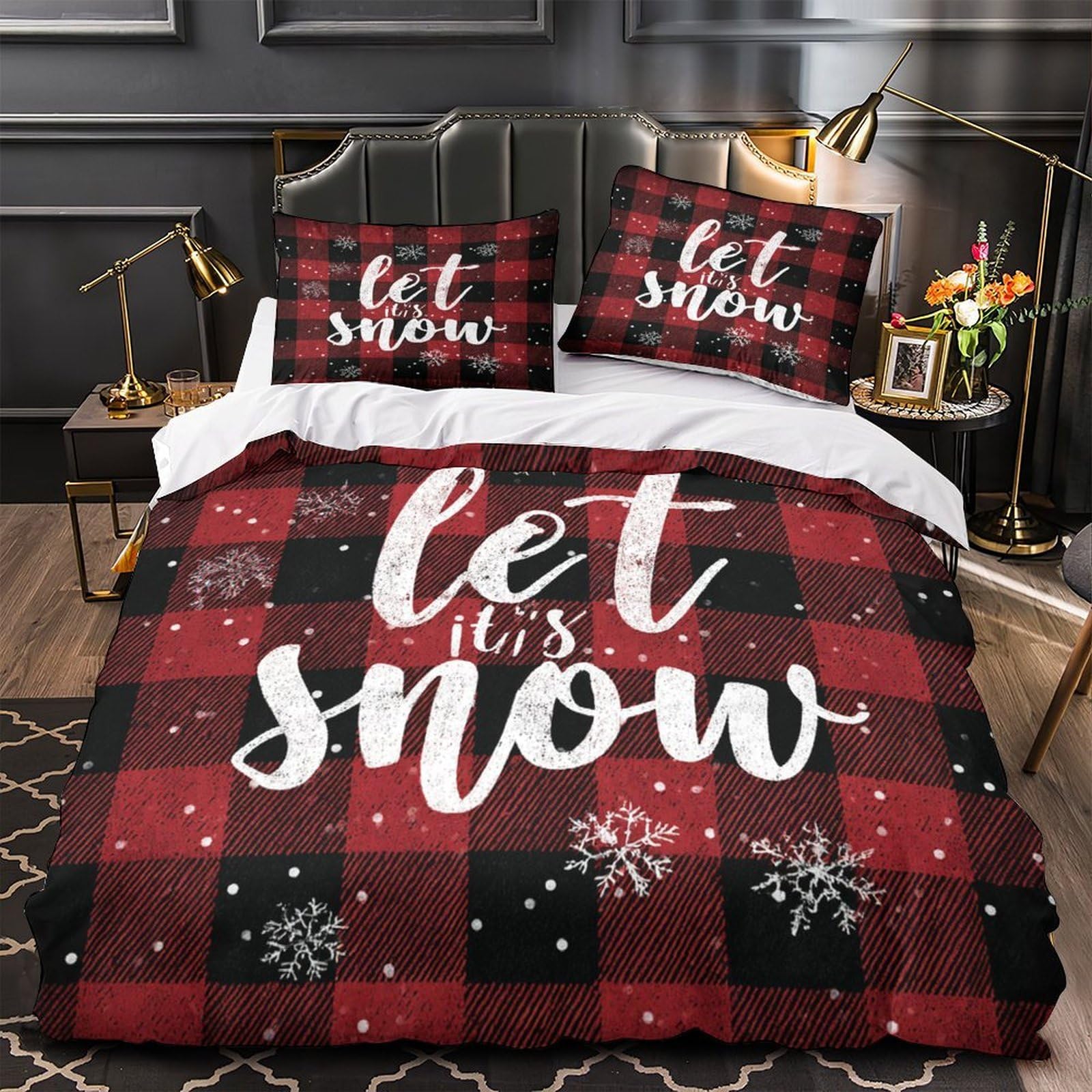 Parure de lit hypoallergique oiseaux hivernants housse couette douce