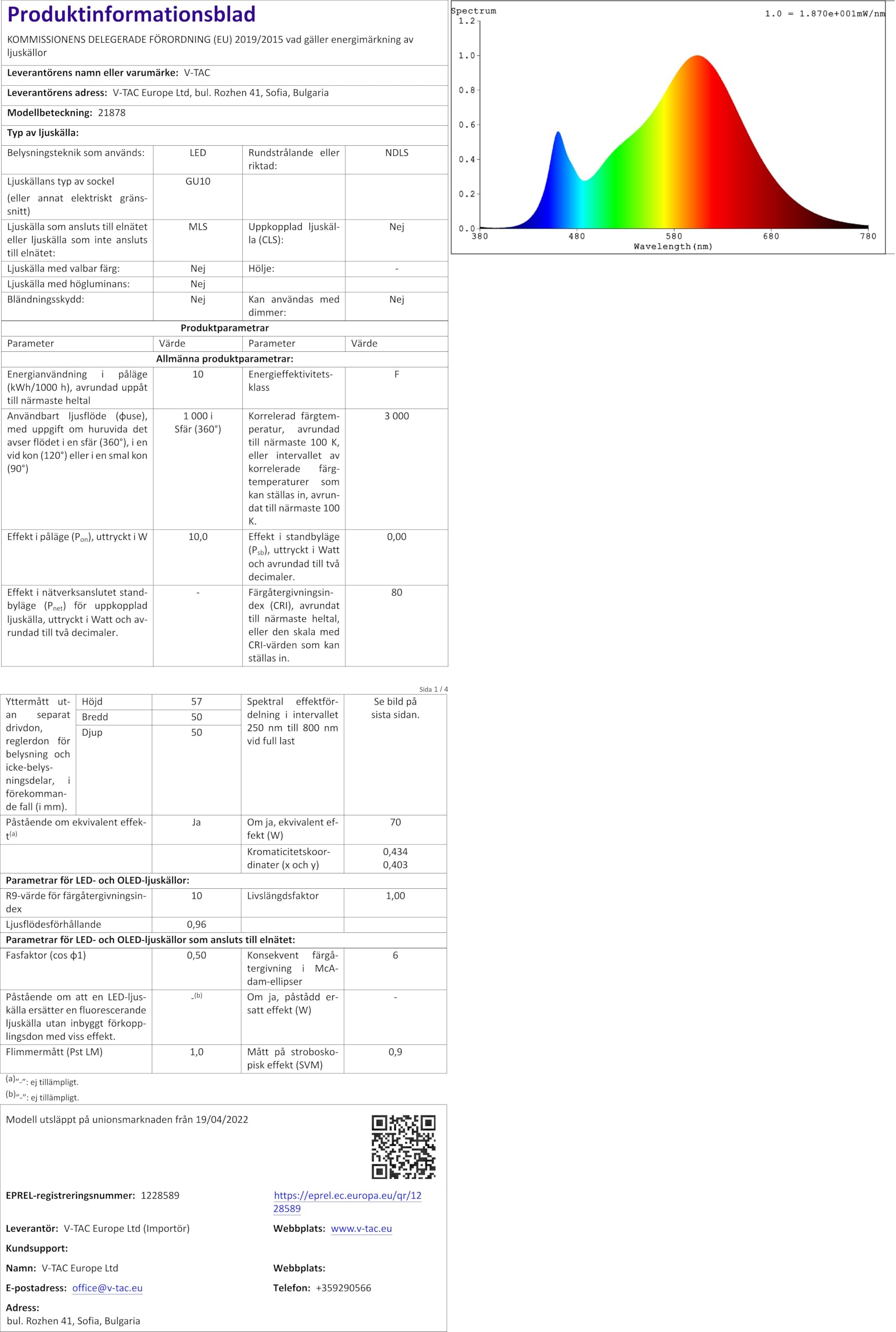 V-TAC Lampadina LED GU10-10W 1000 Lumen - Alta Luminosità - Faretto Led GU10 per Massima Efficienza e Risparmio Energetico - 3000K Luce Calda (Confezione da 5)
