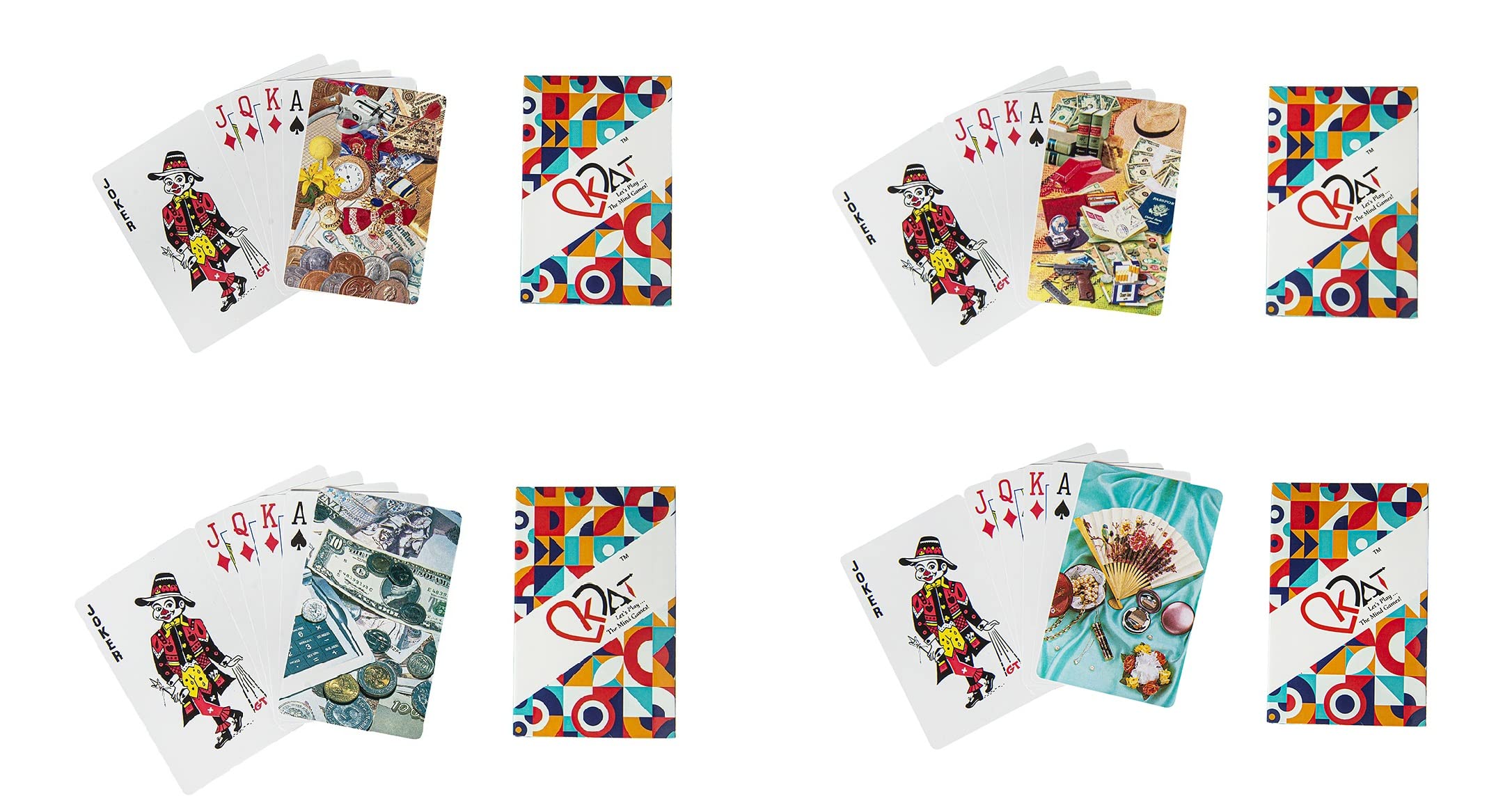 KAT 4 Piece Playing Cards Plastic Coated Design ABCD Multicolour Pack Premium Art Card Paper Deck for Bridge Rummy Poker Diwali Taash Game Nights Party & Fun (B09ZQ1F19V) Amazon Price History, Amazon Price Tracker