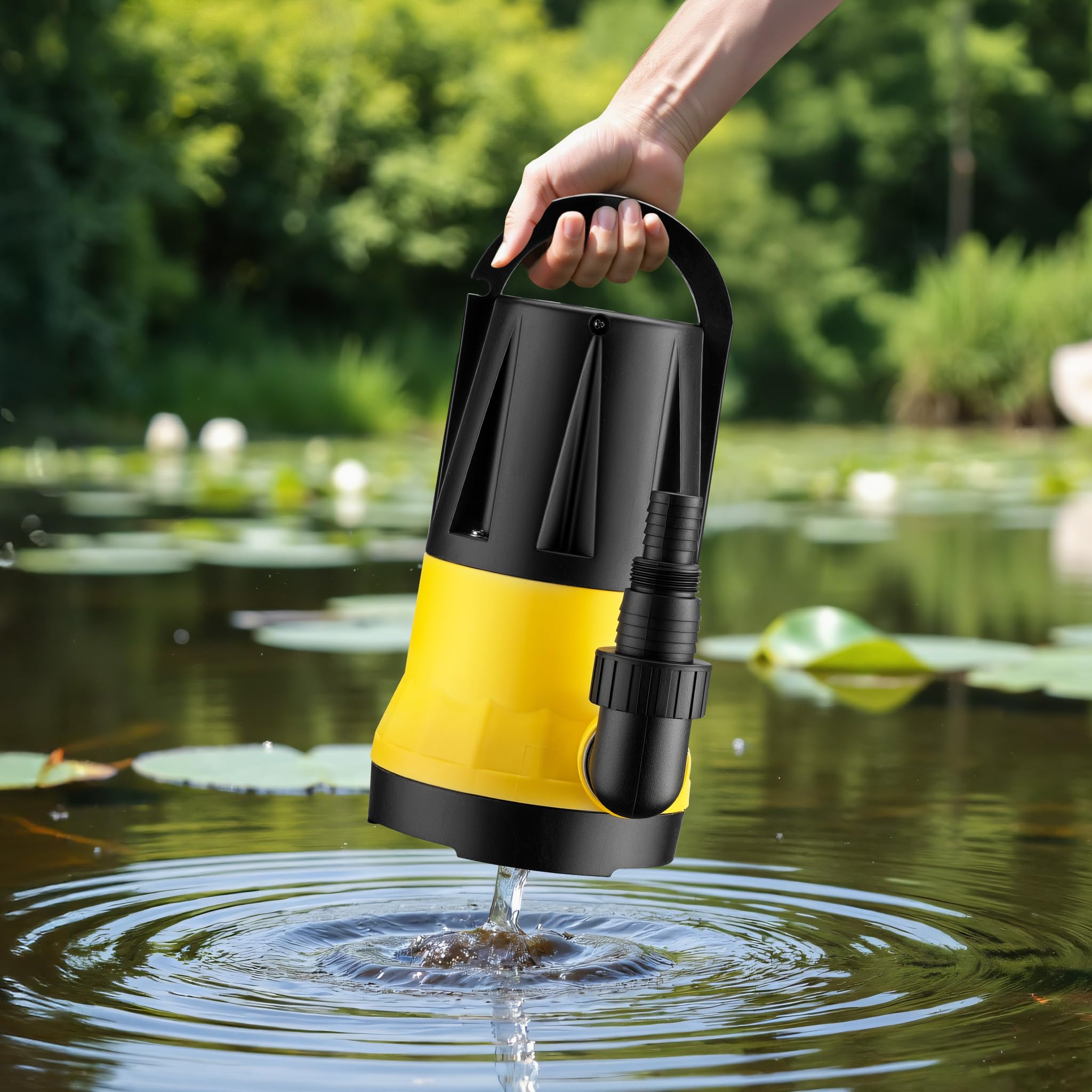 Wiltec Pompa sommersa con sensore 550W, pompa a immersione per acque chiare con 2 modalità di funzionamento, 11500 l/h, prevalenza 8,5 m, profondità 7 m